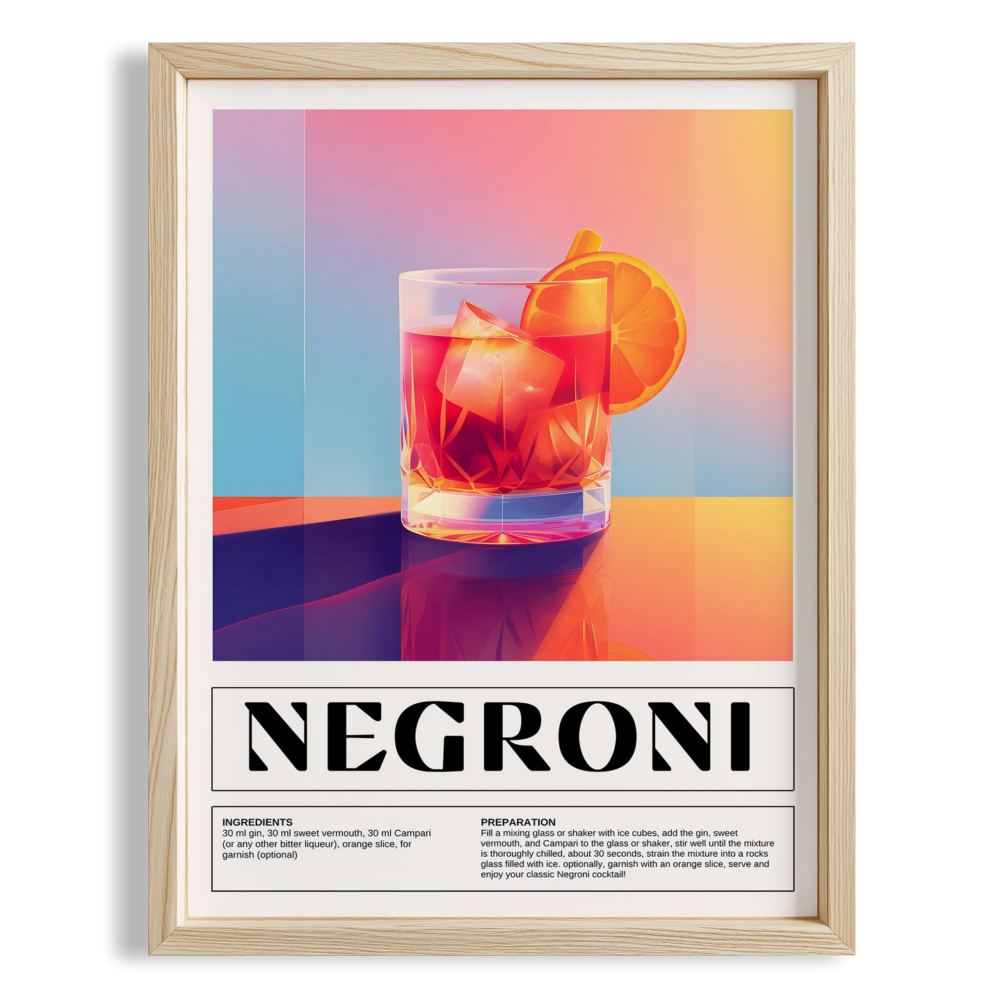 Negroni Kokteyl Tarifi Mutfak Duvar Tablosu