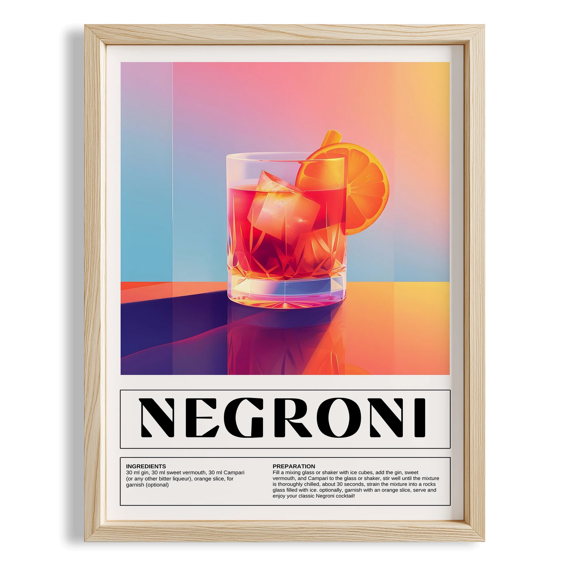 Negroni Kokteyl Tarifi Mutfak Duvar Tablosu