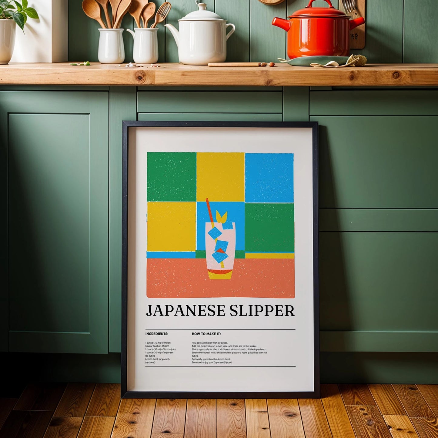 Japanese Slipper Kokteyl Tarifi Mutfak Duvar Tablosu