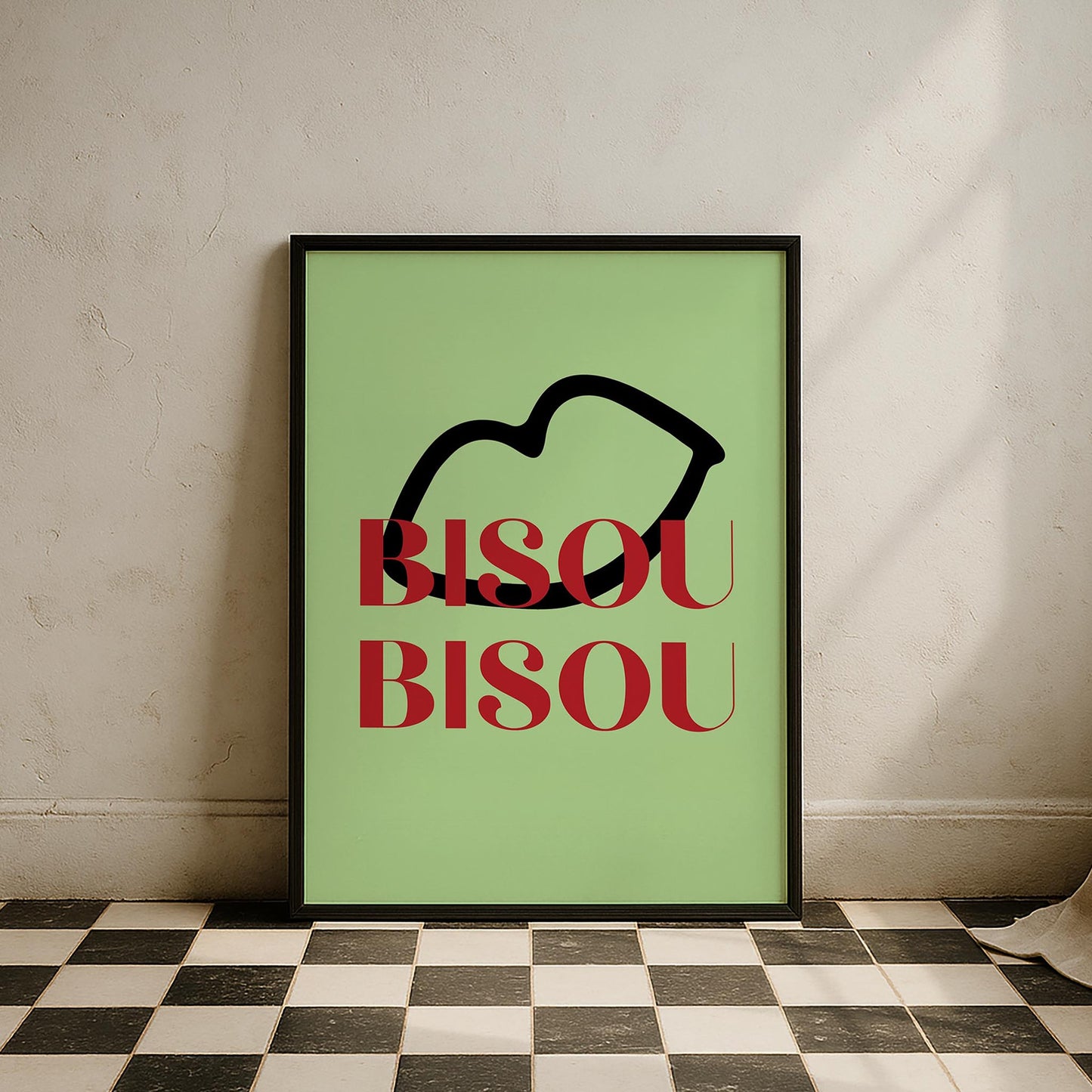 Bisou Bisou Fransızca Tipografi Mutfak Duvar Tablosu
