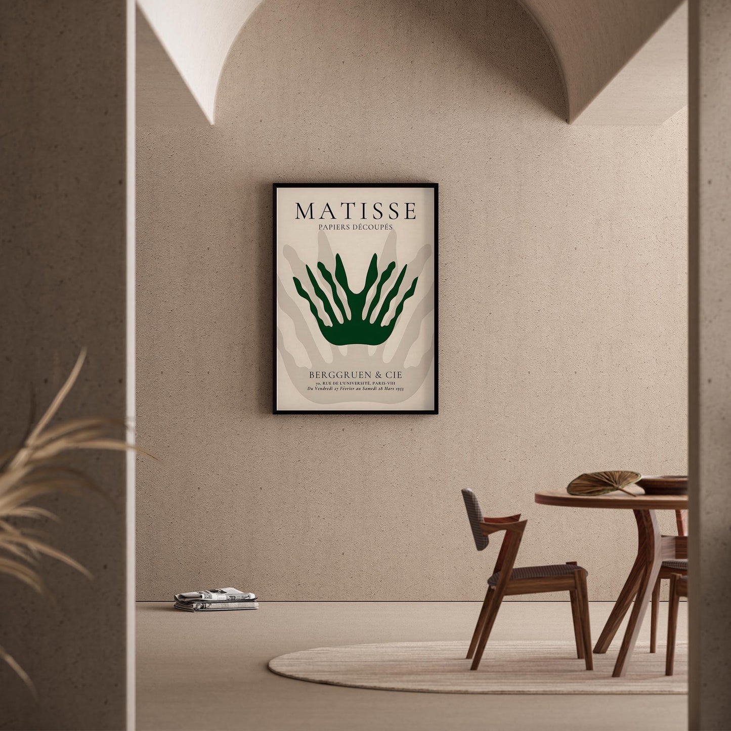 Matisse Kağıt Kesimleri Serisi Yeşil Mercan Bej Minimalist I Duvar Tablosu