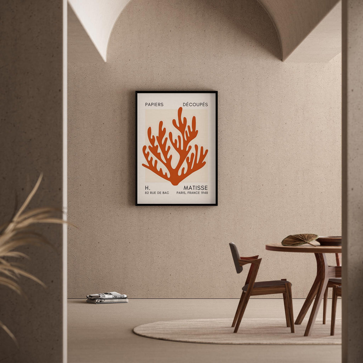 Matisse Kağıt Kesimleri Serisi Terracotta Mercan Dalı I Duvar Tablosu