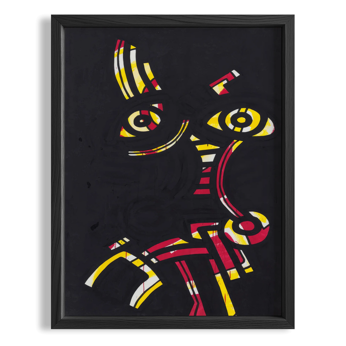 Neon Yüz - Keith Haring Ahşap Duvar Tablosu