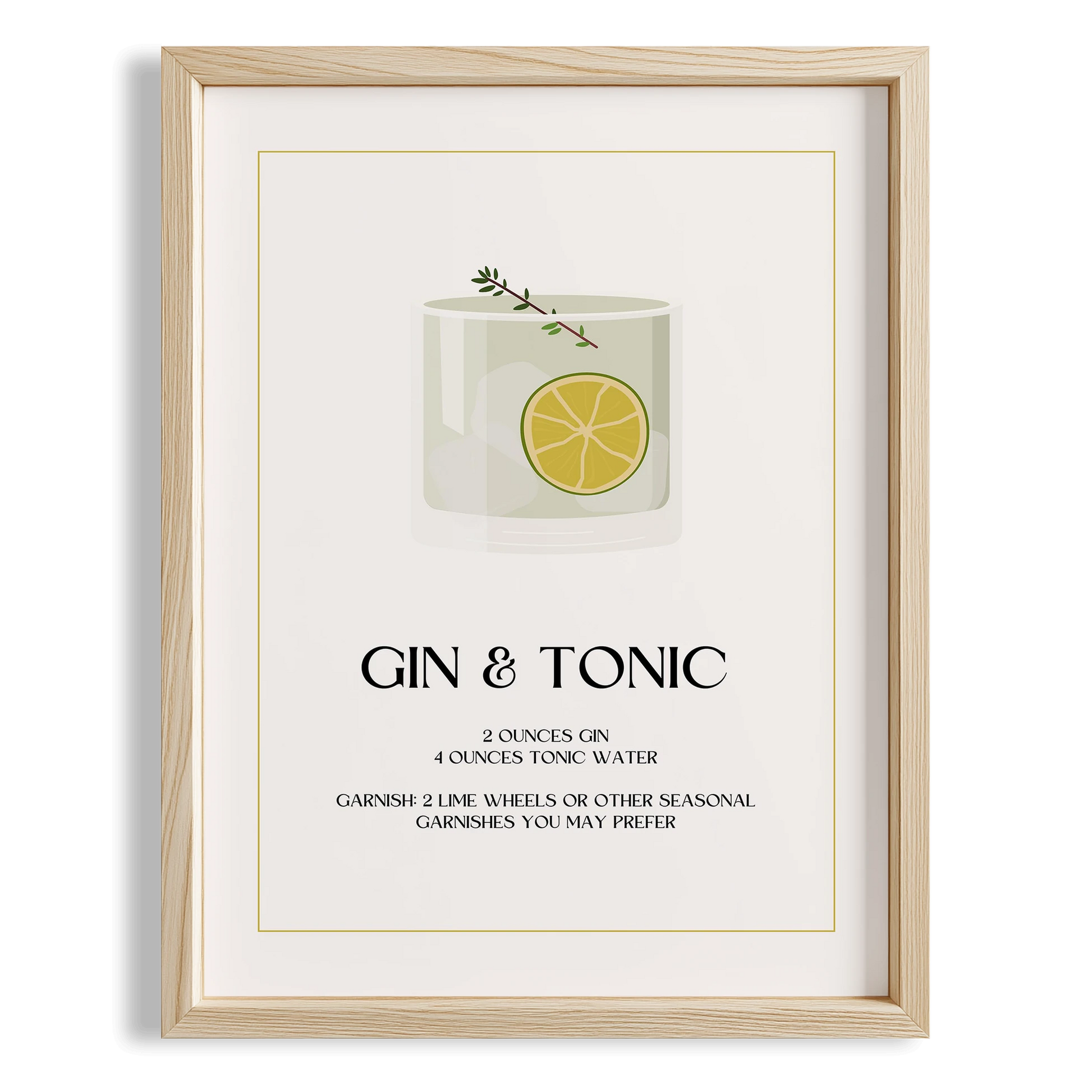 Gin & Tonic Kokteyli Minimal Mutfak Duvar Tablosu