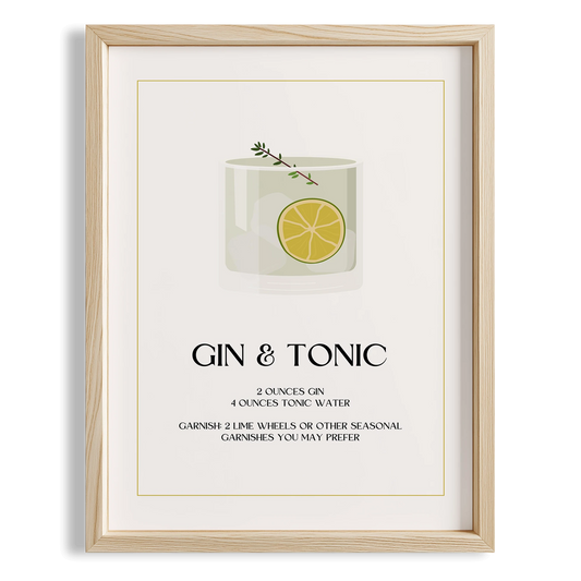 Gin & Tonic Kokteyli Minimal Mutfak Duvar Tablosu