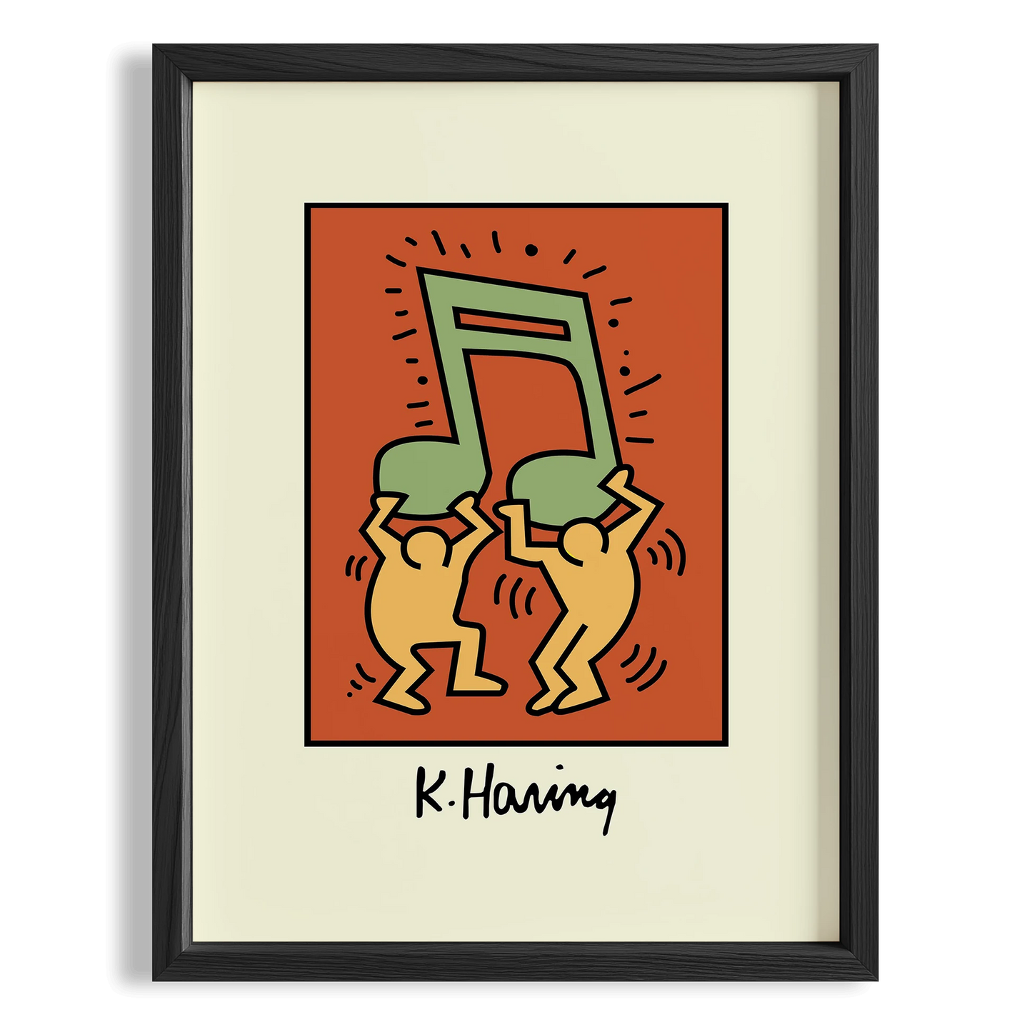 Müzikli Dans - Keith Haring Ahşap Duvar Tablosu