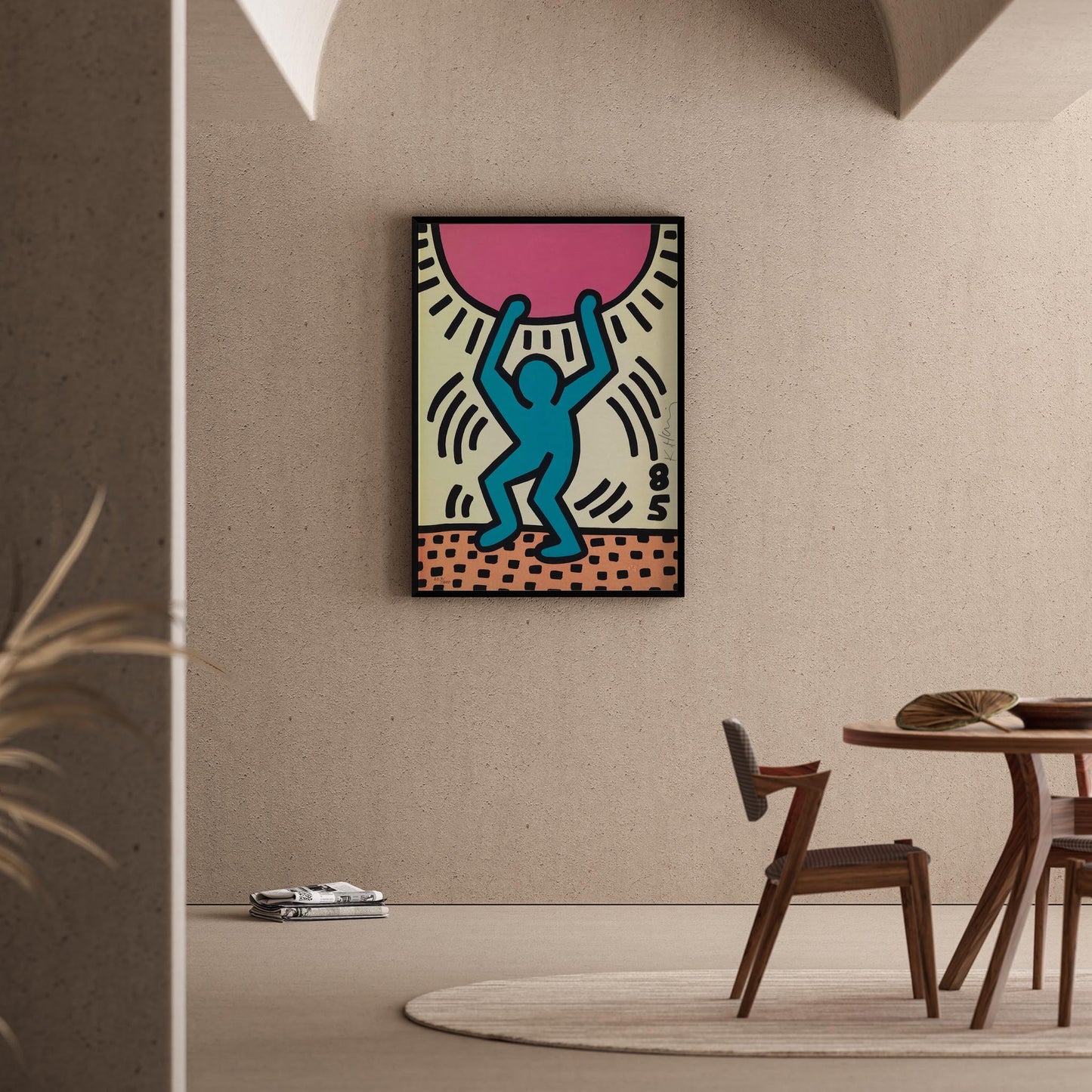 Güneşi Taşıyan Adam - Keith Haring Ahşap Duvar Tablosu