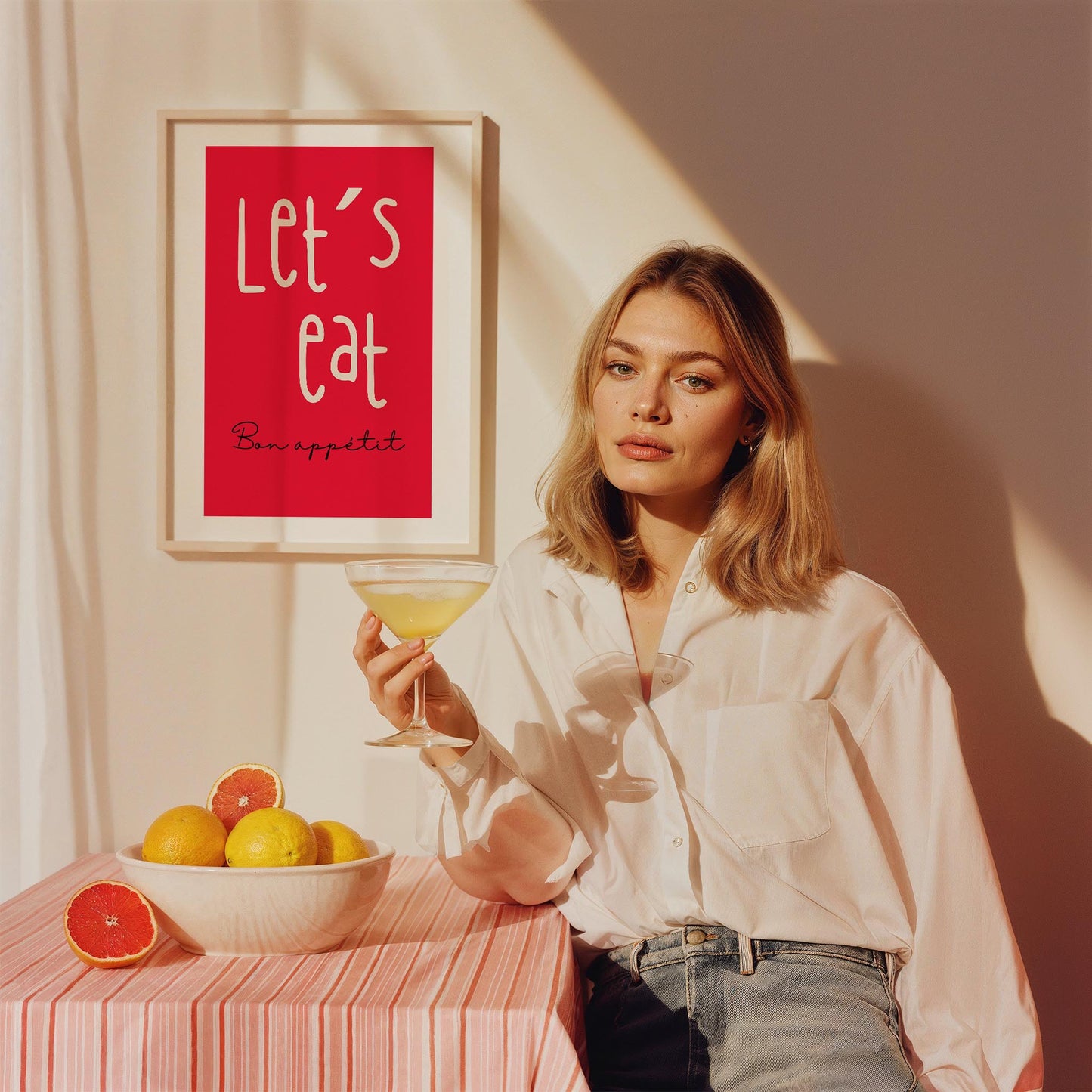 Let's Eat Bon Appétit Tipografi Mutfak Duvar Tablosu II