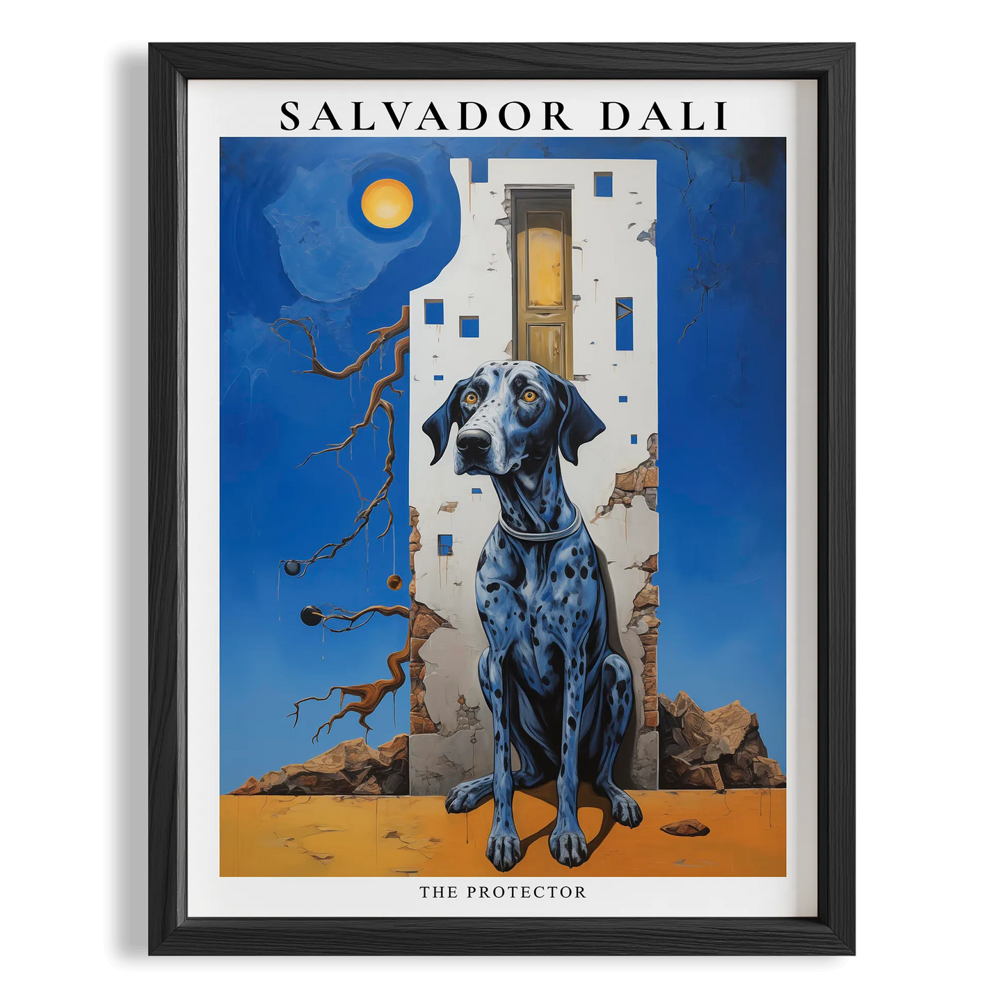 Köpek ve Kule - Salvador Dali Ahşap Duvar Tablosu