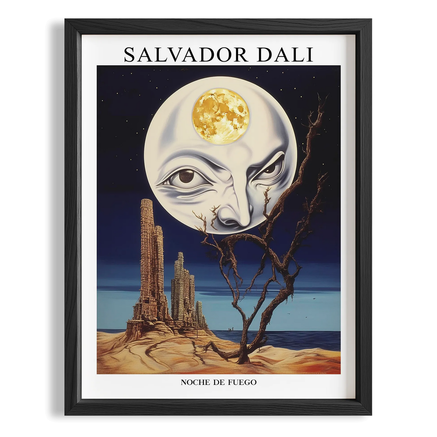 Ay Yüz - Salvador Dali Ahşap Duvar Tablosu