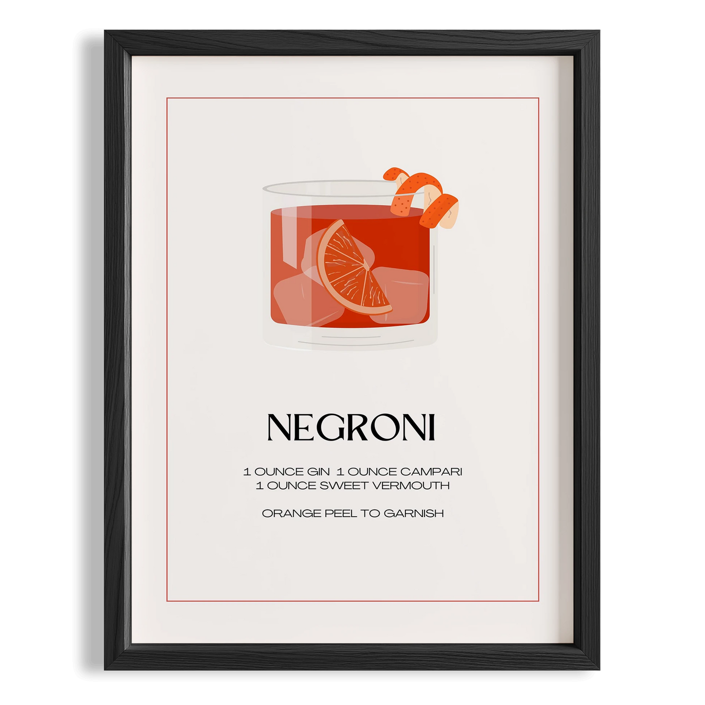 Negroni Kokteyli Minimal Mutfak Duvar Tablosu