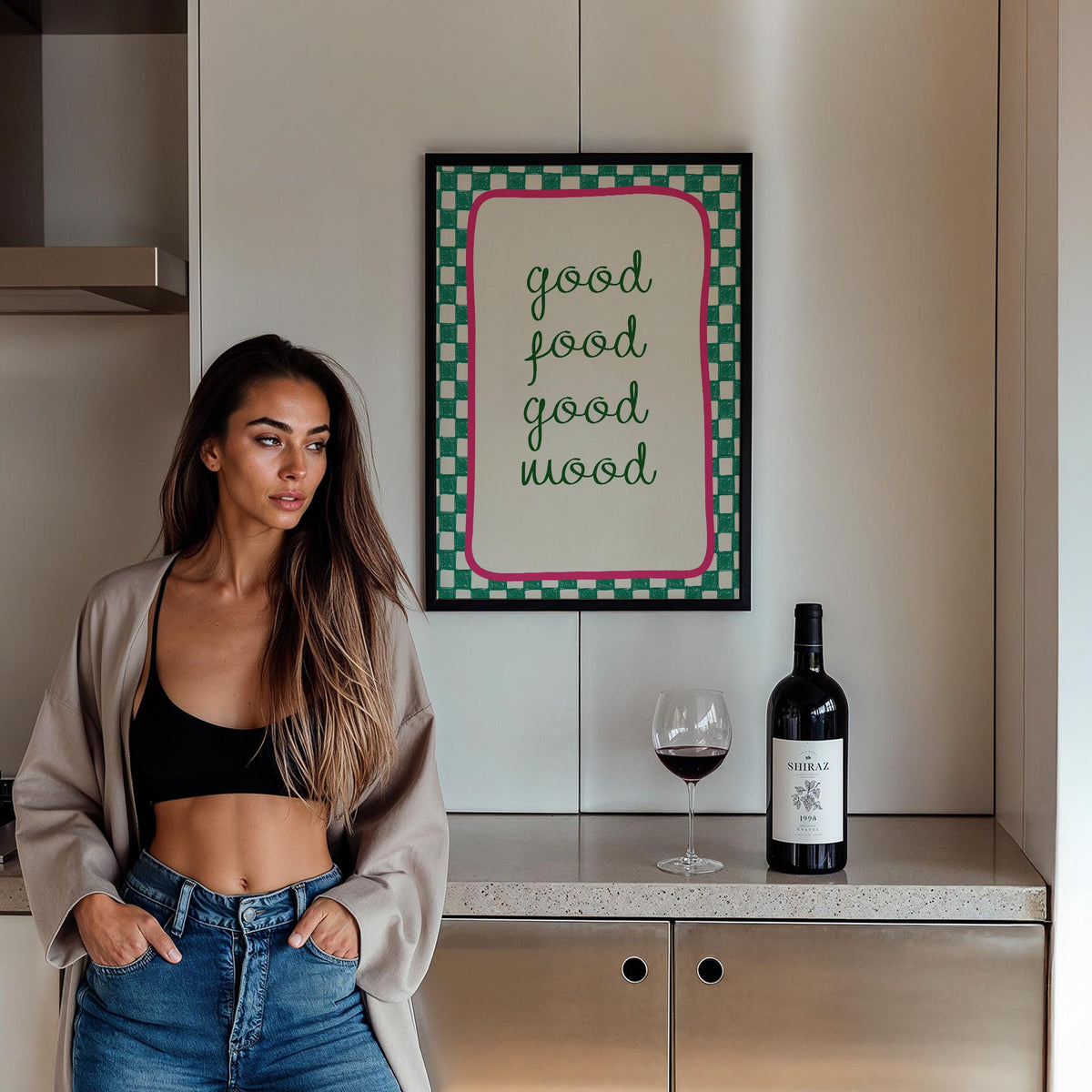 Good Food Good Mood Tipografi Mutfak Duvar Tablosu
