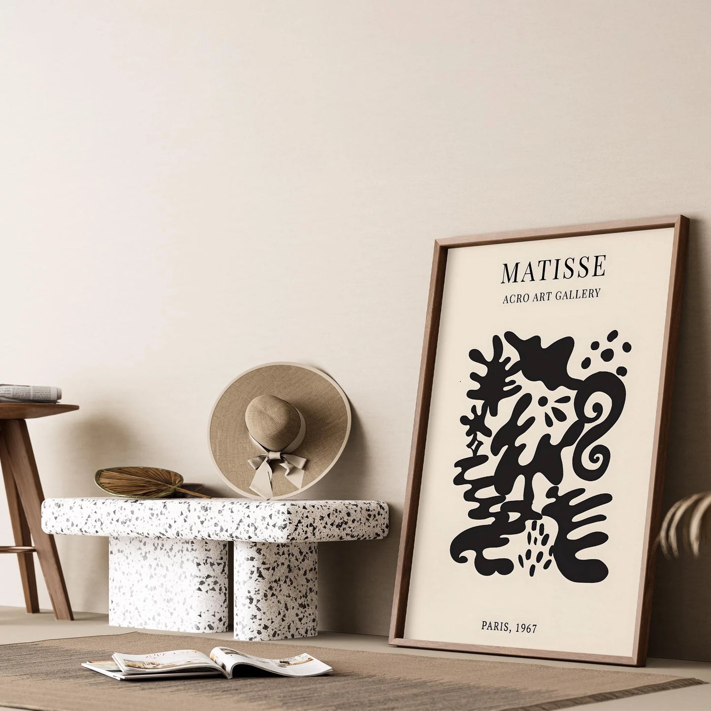 Matisse Kağıt Kesimleri Serisi Siyah Soyut Dal ve Çiçek Deseni II Duvar Tablosu