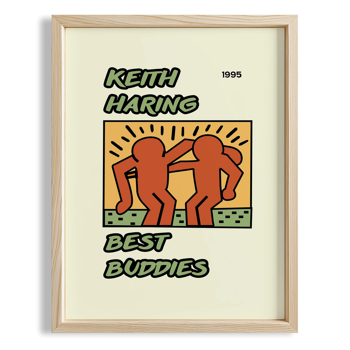 En İyi Dostlar - Keith Haring Ahşap Duvar Tablosu