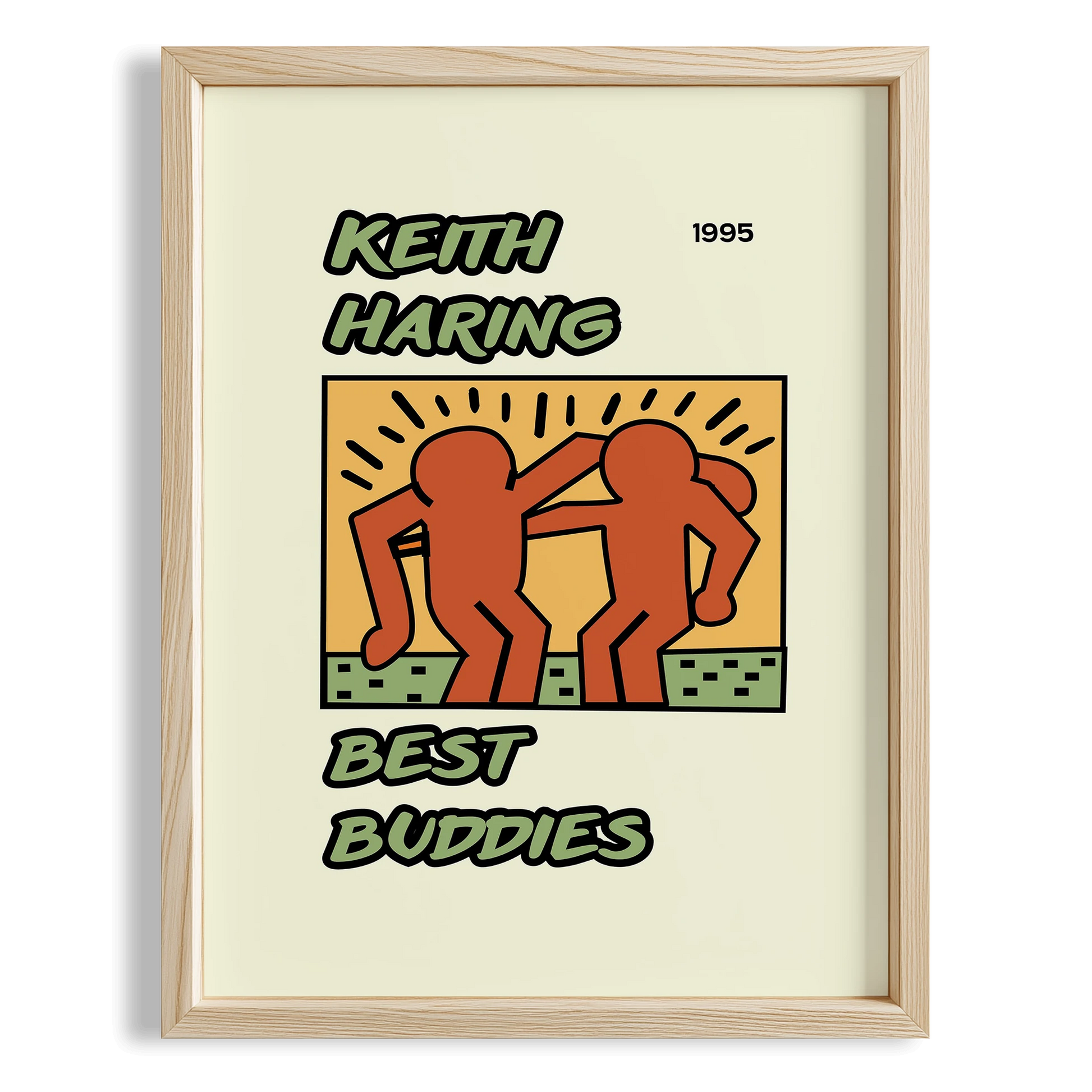 En İyi Dostlar - Keith Haring Ahşap Duvar Tablosu