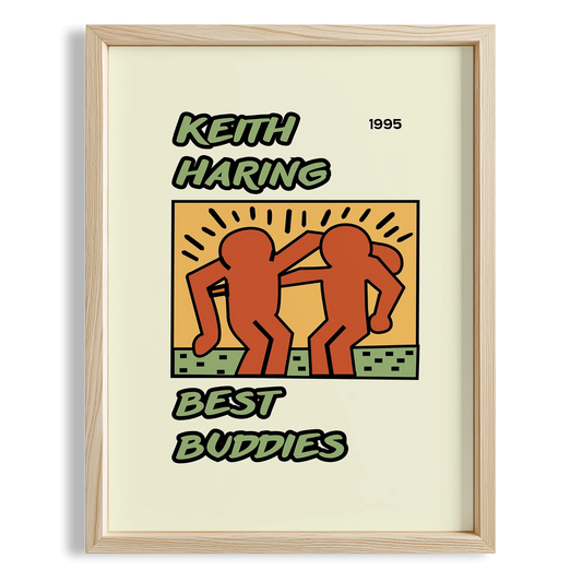 En İyi Dostlar - Keith Haring Ahşap Duvar Tablosu