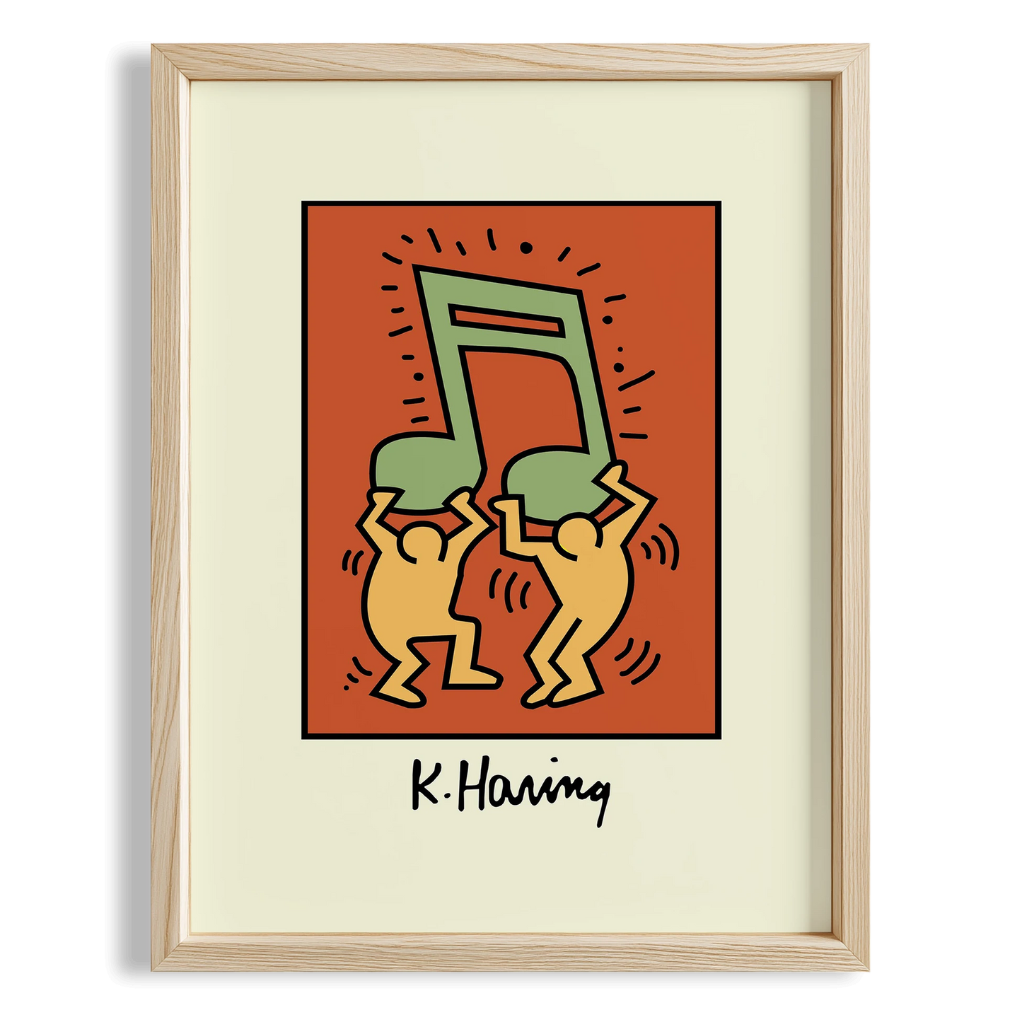 Müzikli Dans - Keith Haring Ahşap Duvar Tablosu