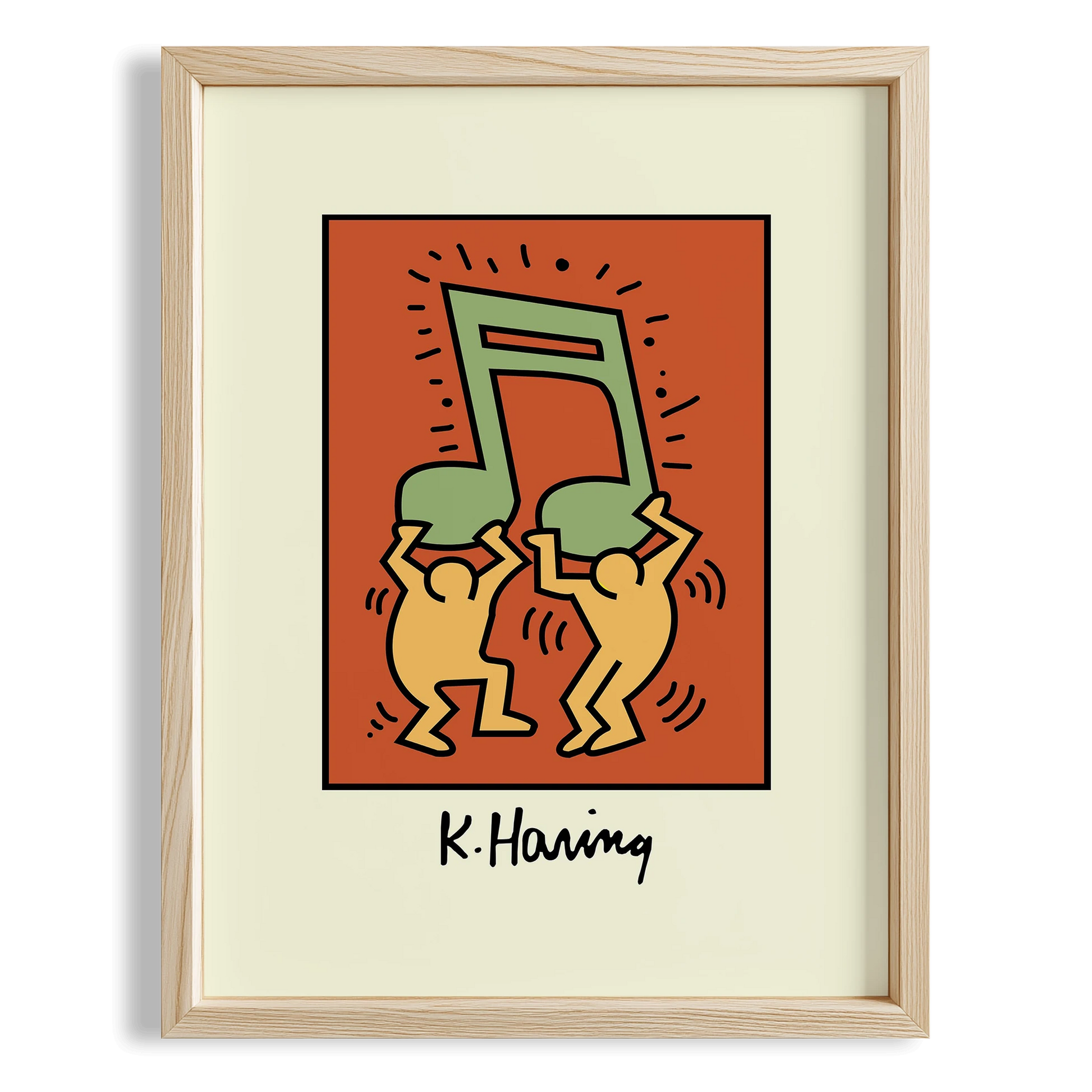 Müzikli Dans - Keith Haring Ahşap Duvar Tablosu