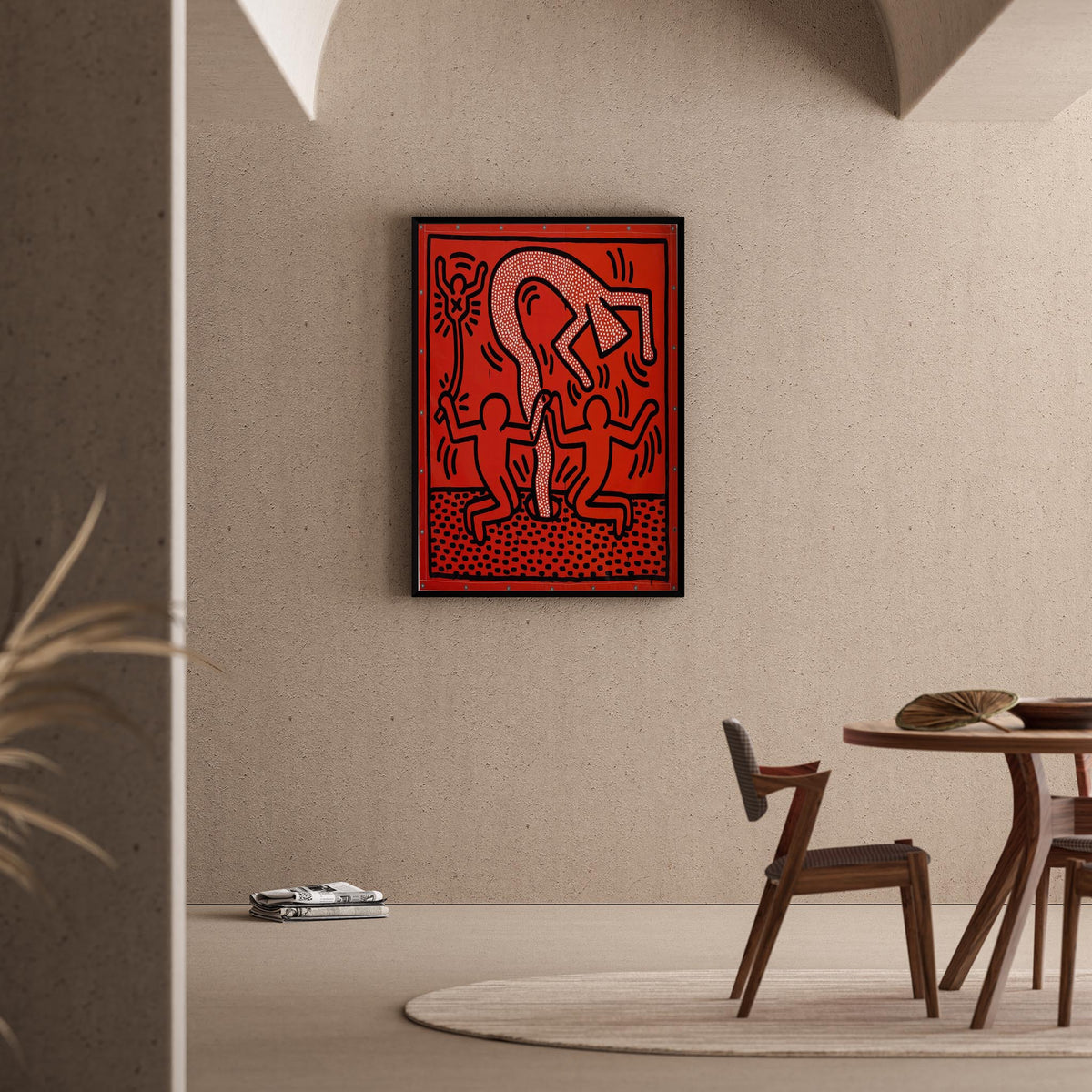 Kırmızı İkili - Keith Haring Ahşap Duvar Tablosu