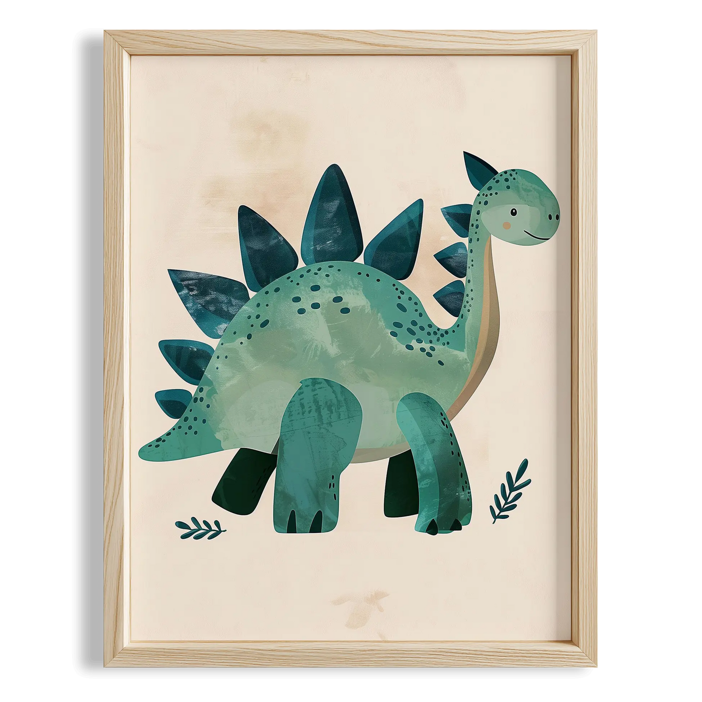 Sevimli Yeşil Dinozor Erkek Çocuk Odası Ahşap Tablo