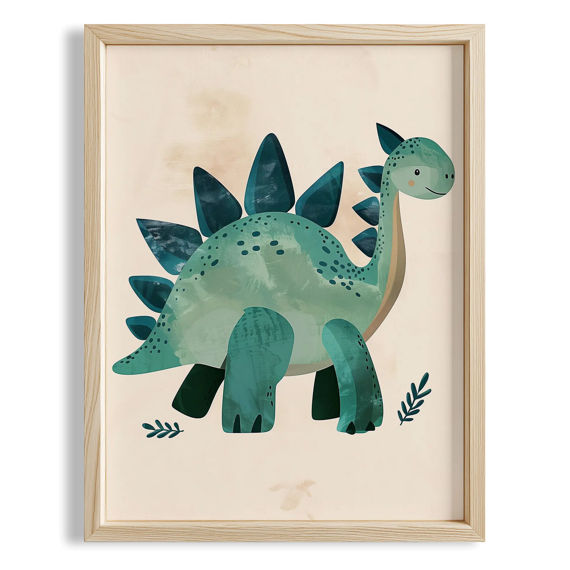 Sevimli Yeşil Dinozor Erkek Çocuk Odası Ahşap Tablo