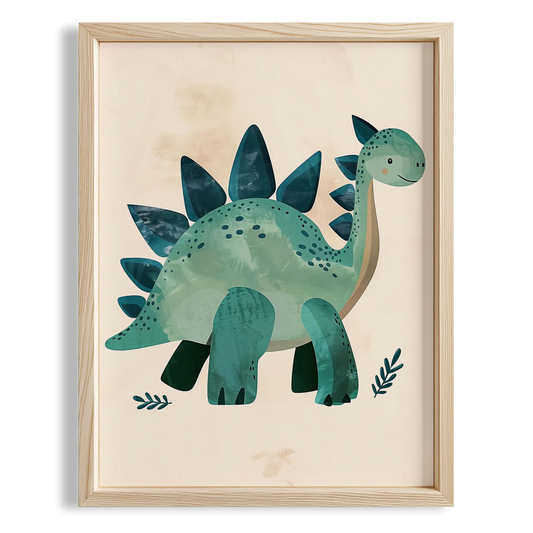 Sevimli Yeşil Dinozor Erkek Çocuk Odası Ahşap Tablo
