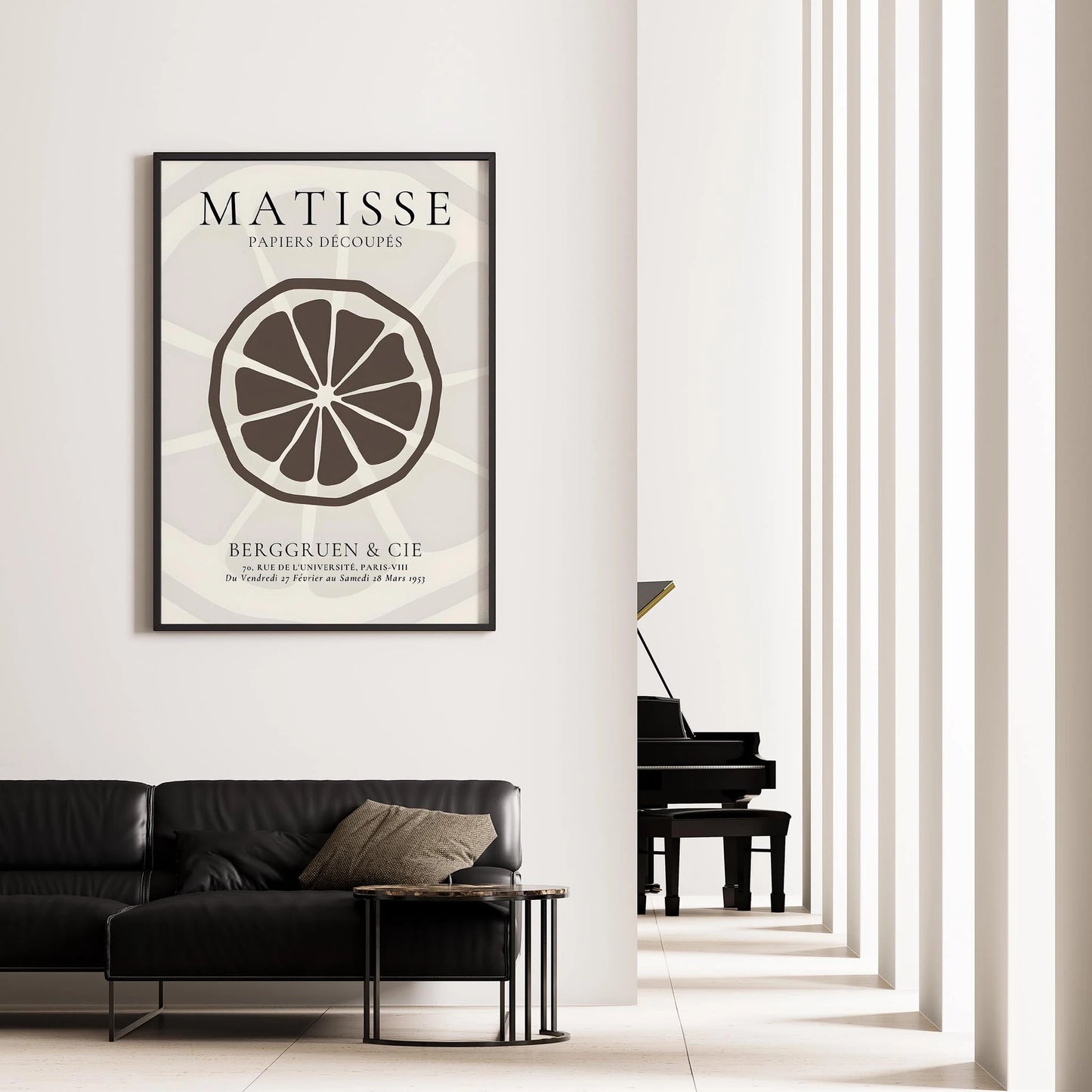 Matisse Kağıt Kesimleri Serisi Limon Bej Kahve Tonları Minimalist I Duvar Tablosu