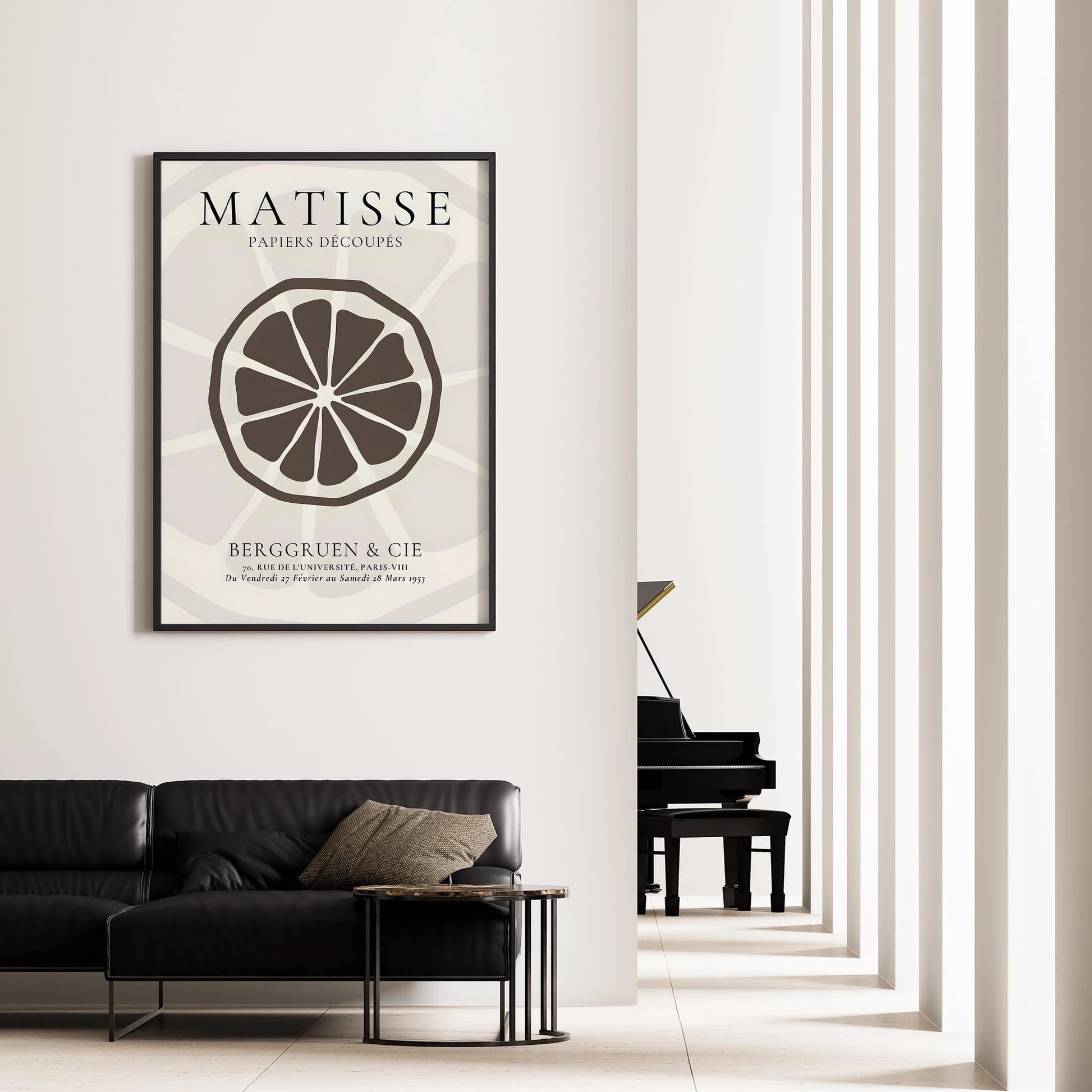 Matisse Kağıt Kesimleri Serisi Limon Bej Kahve Tonları Minimalist I Duvar Tablosu