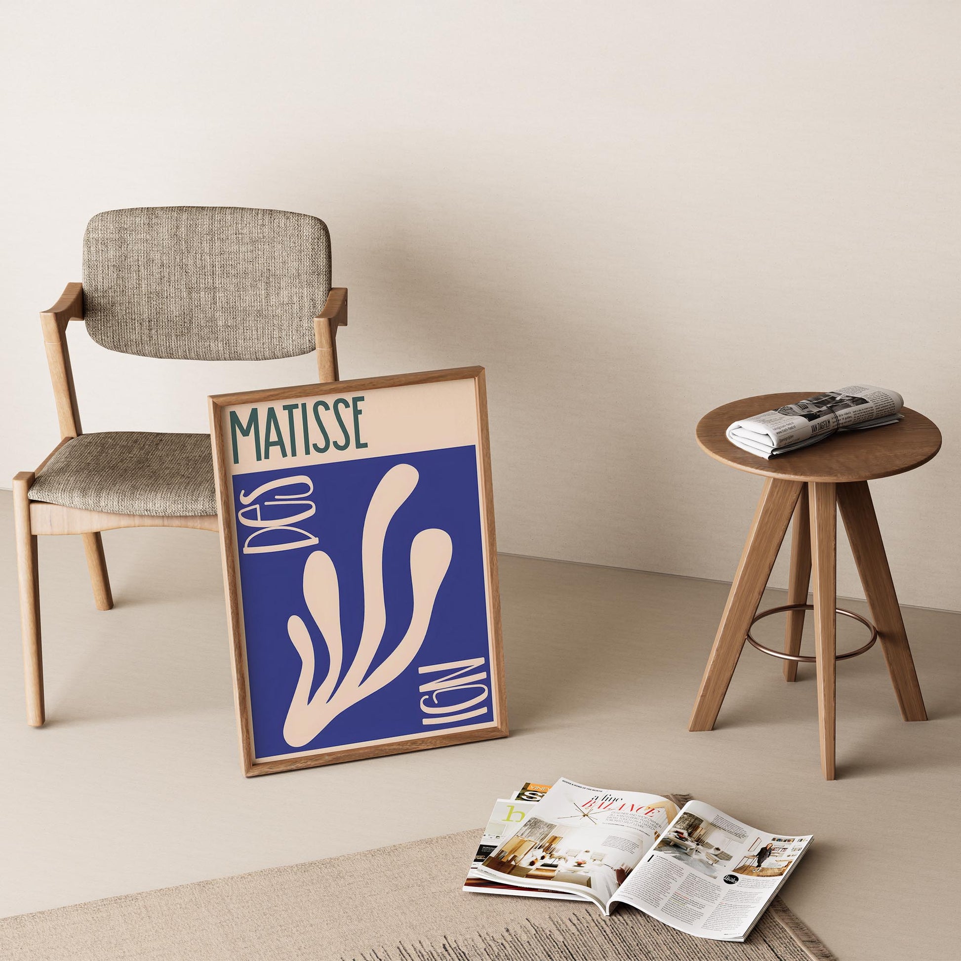Matisse Kağıt Kesimleri Abstract Serisi Kobalt Mavisi Dallar II Duvar Tablosu