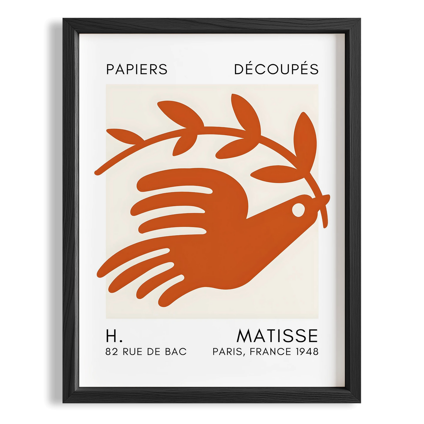 Matisse Kağıt Kesimleri Serisi Terracotta Soyut Güvercin I Duvar Tablosu