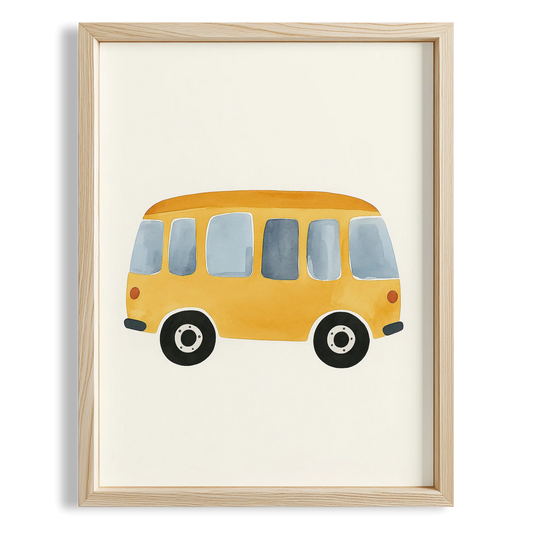 Vintage Karavan Araba Temalı Çocuk Odası Ahşap Tablo