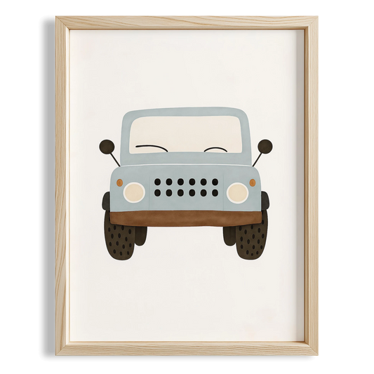 Jeep Araba Temalı Minimalist Erkek Çocuk Odası Ahşap Tablo