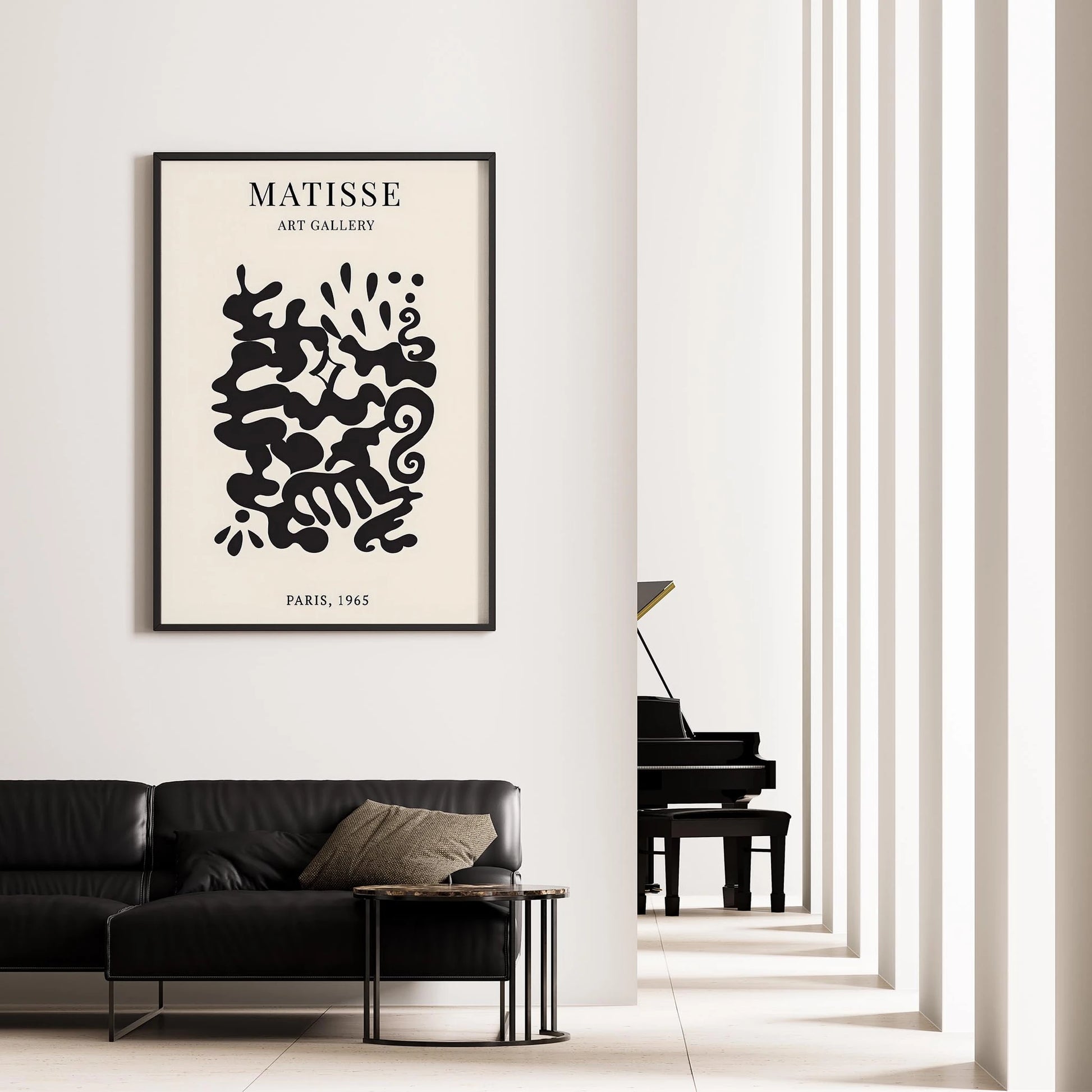 Matisse Kağıt Kesimleri Serisi Siyah Soyut Dallar ve Çiçekler I Duvar Tablosu