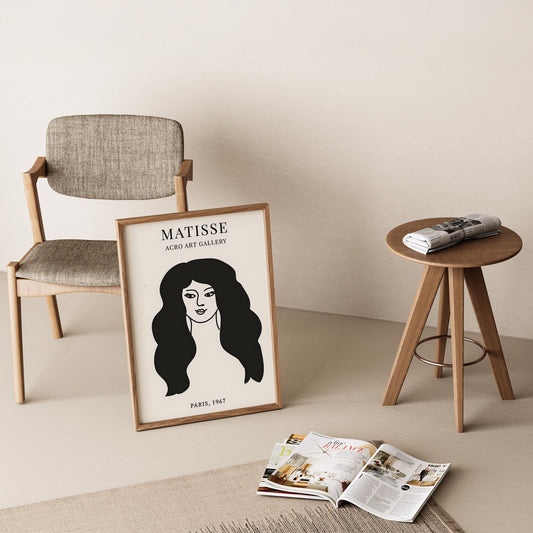 Matisse Kağıt Kesimleri Minimalist Çizgi Sanatı Estetik Kadın Portresi III Duvar Tablosu