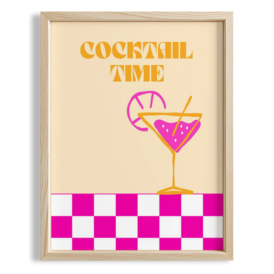 Cocktail Time Kokteyller Tipografi Mutfak Duvar Tablosu