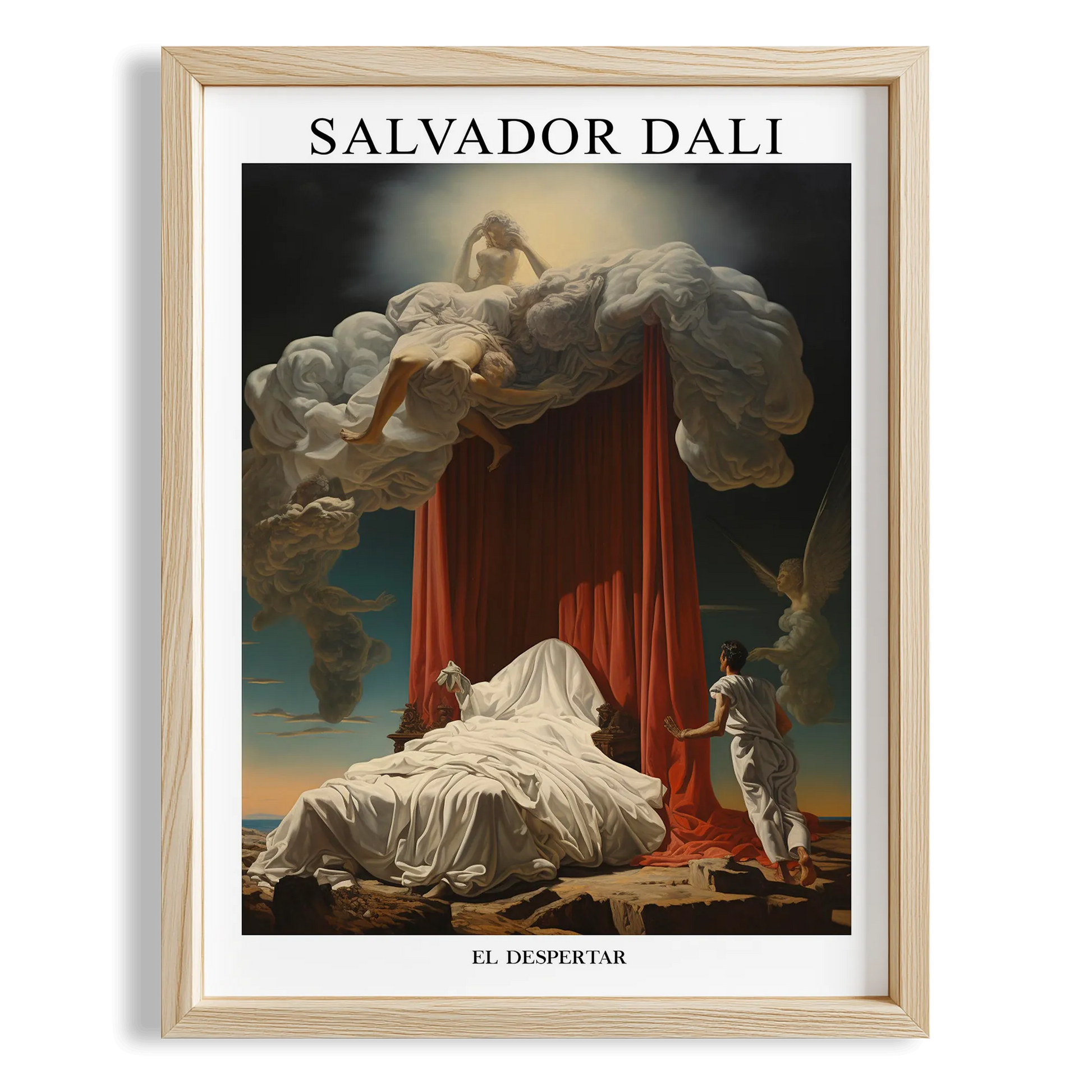 Perdeli Sahne - Salvador Dali Ahşap Duvar Tablosu