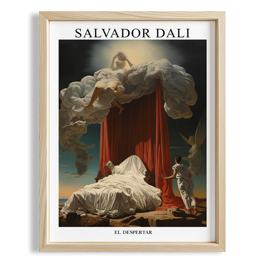 Perdeli Sahne - Salvador Dali Ahşap Duvar Tablosu