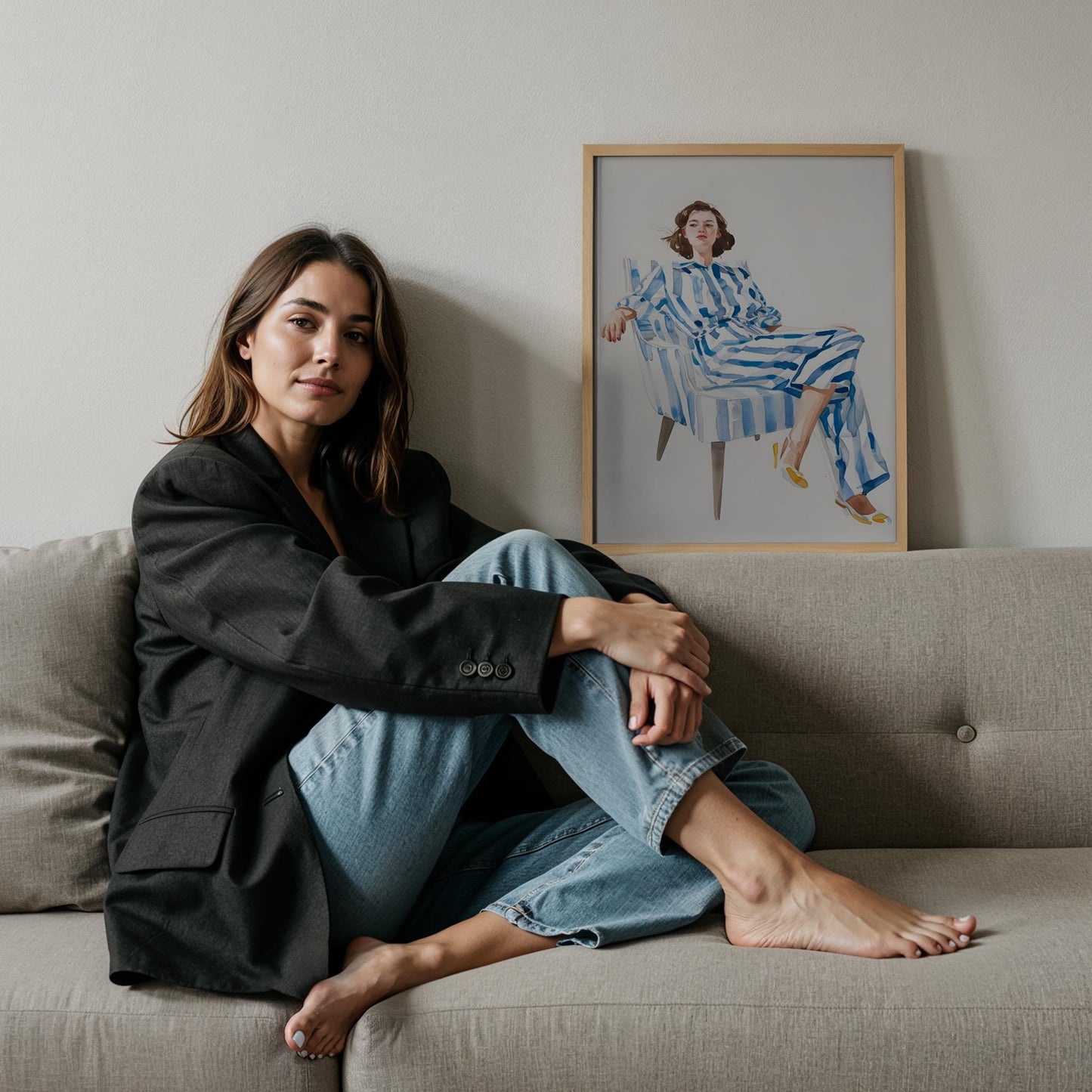 Mavi Çizgili Kadın Portresi - BOSS GIRL