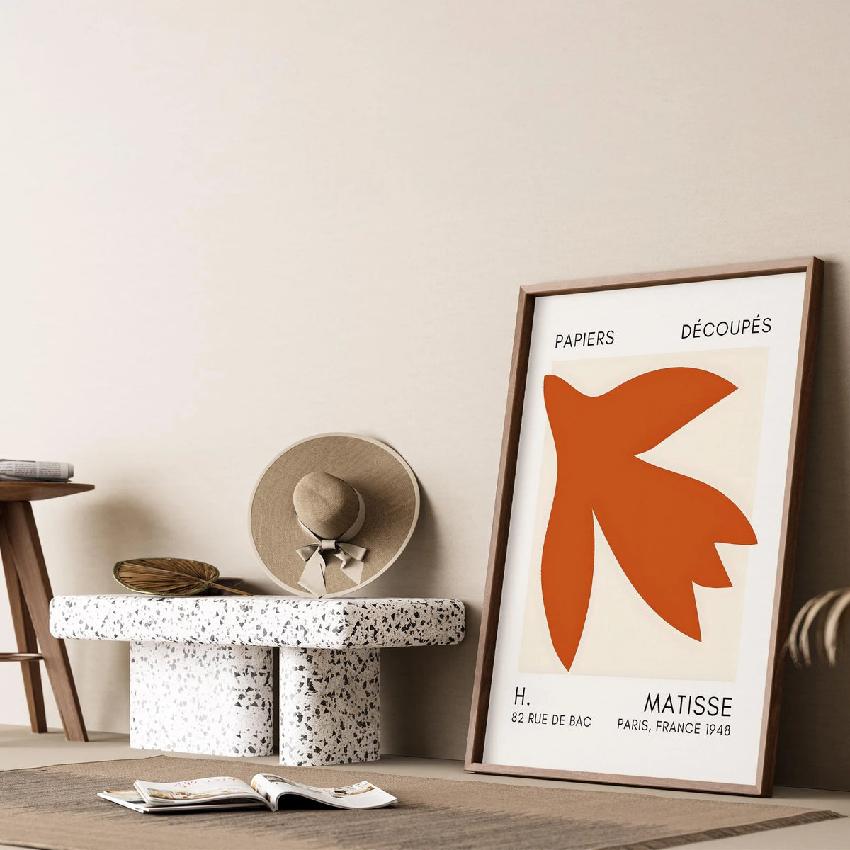Matisse Kağıt Kesimleri Serisi Terracotta Soyut Lale I Duvar Tablosu