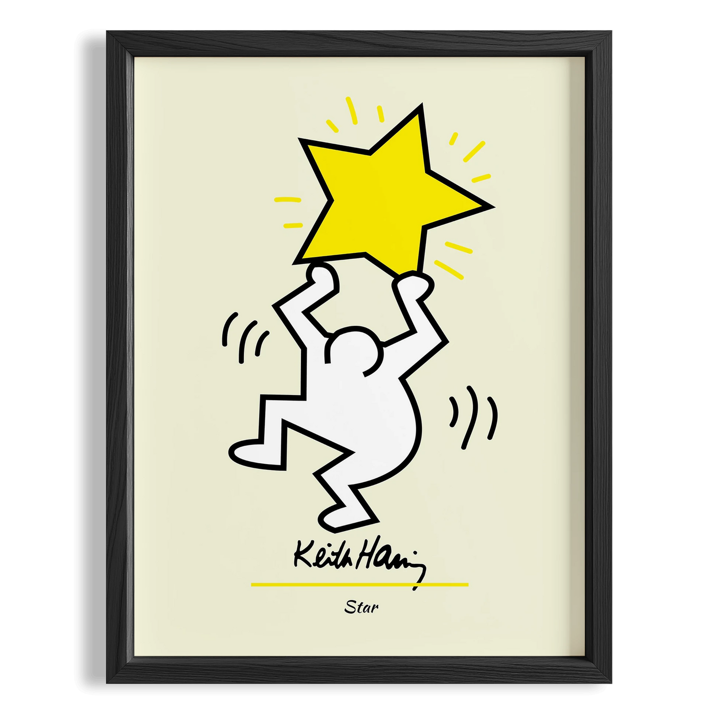 Yıldız Taşıyan Adam - Keith Haring Ahşap Duvar Tablosu