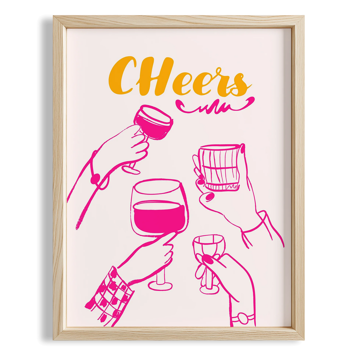 Cheers Tipografi Kokteyller Mutfak Duvar Tablosu III