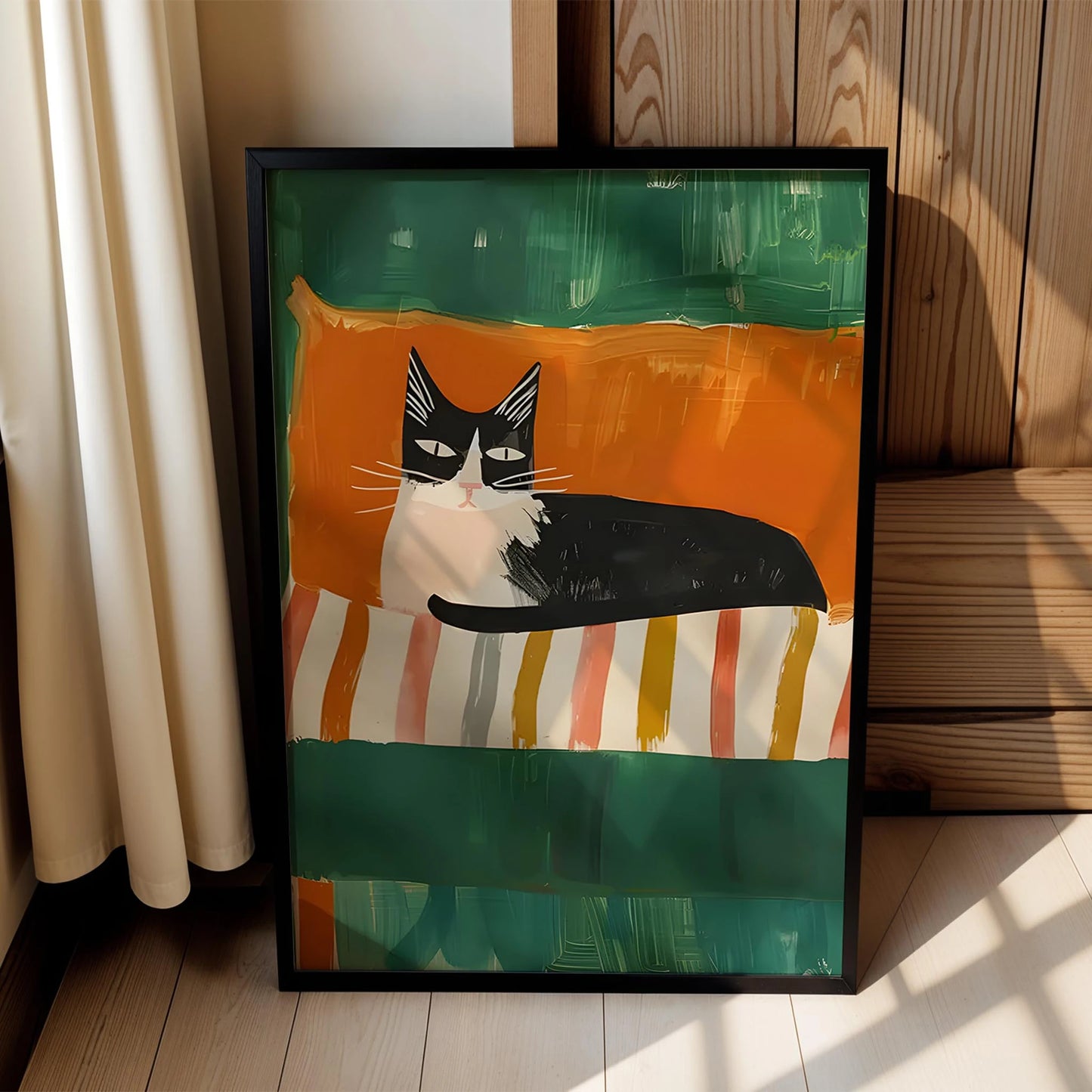 Kedi Portresi V - Zümrüt ve Turuncu
