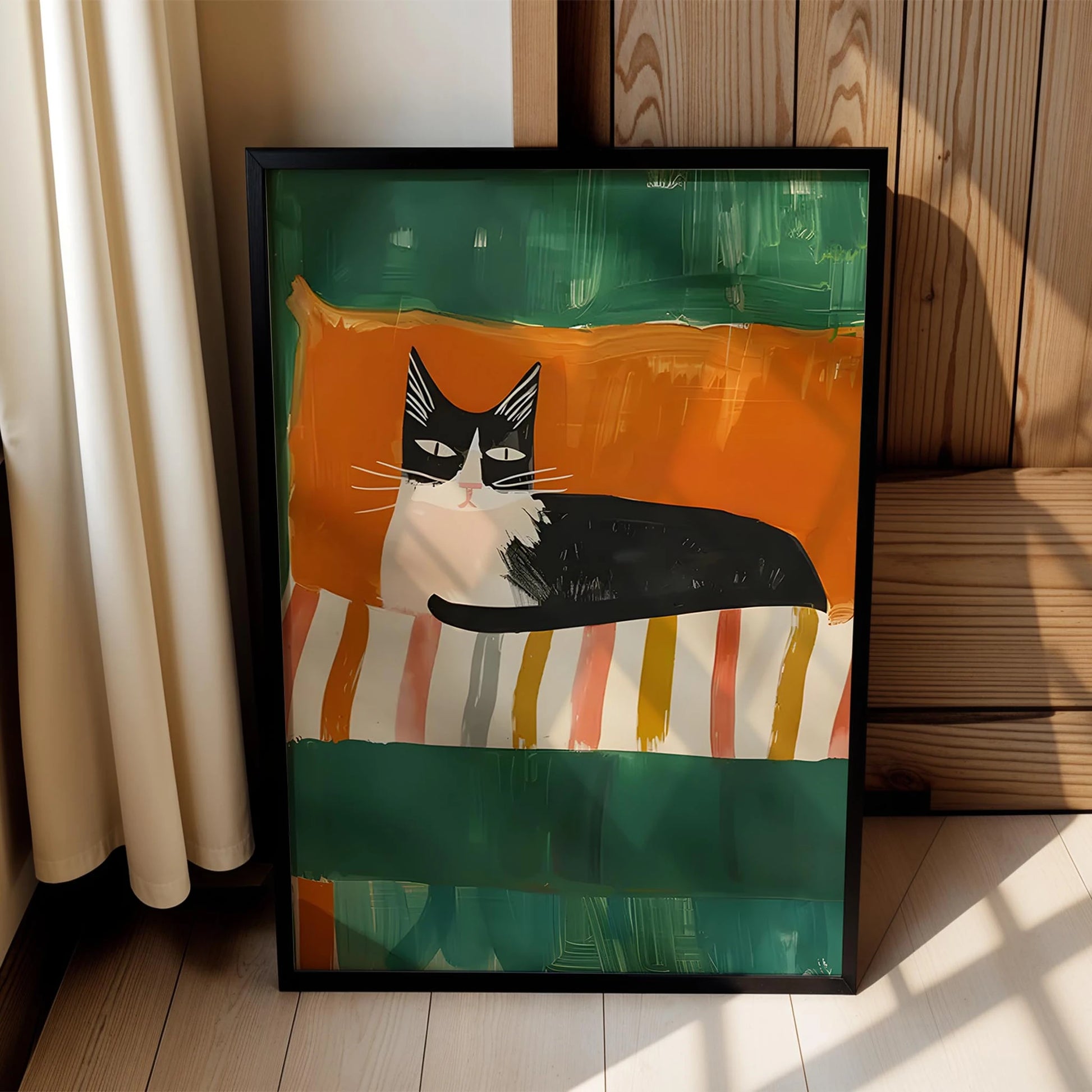 Kedi Portresi V - Zümrüt ve Turuncu