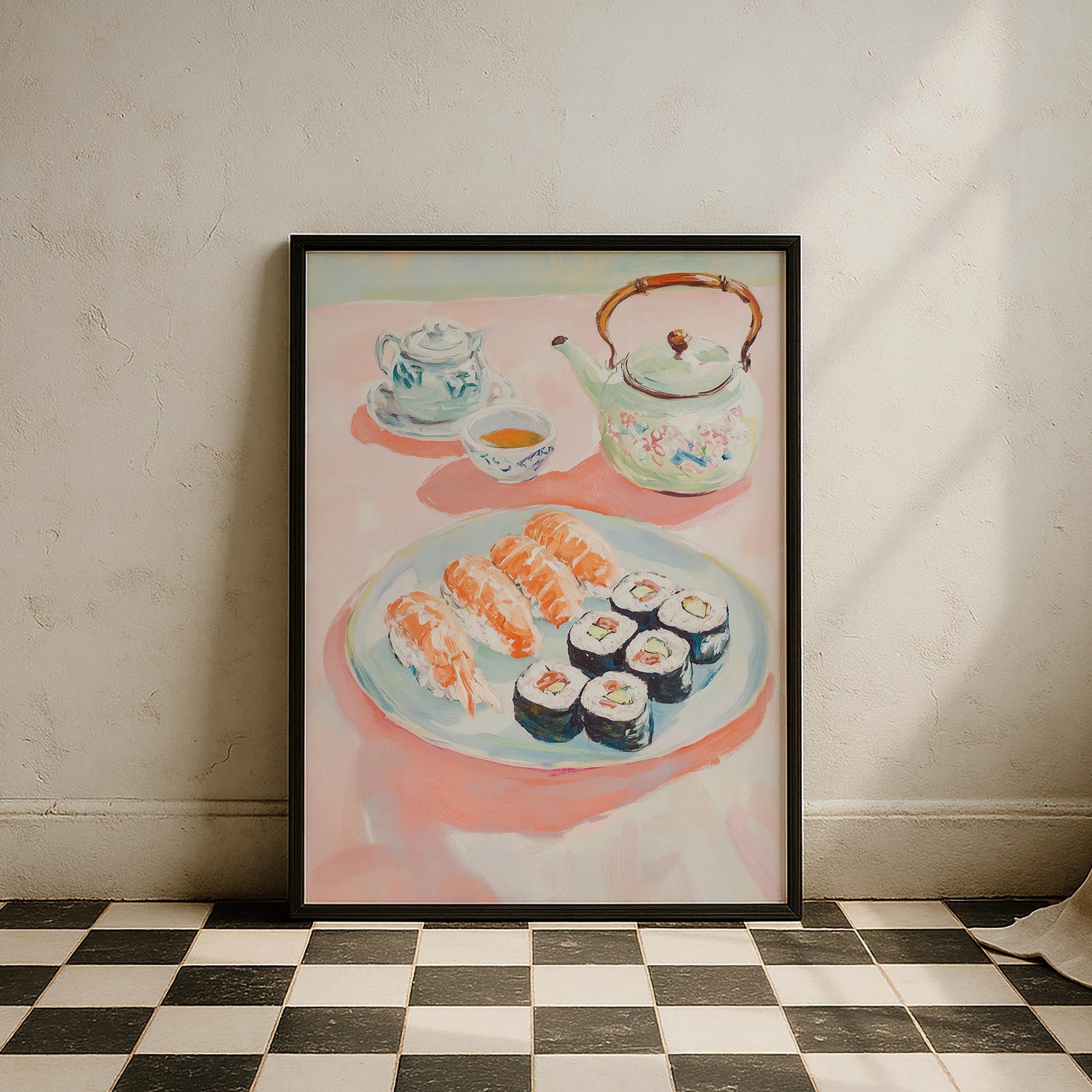 Sushi Sofrası ve Çay Seremonisi Japon Tarzı Mutfak Duvar Tablosu