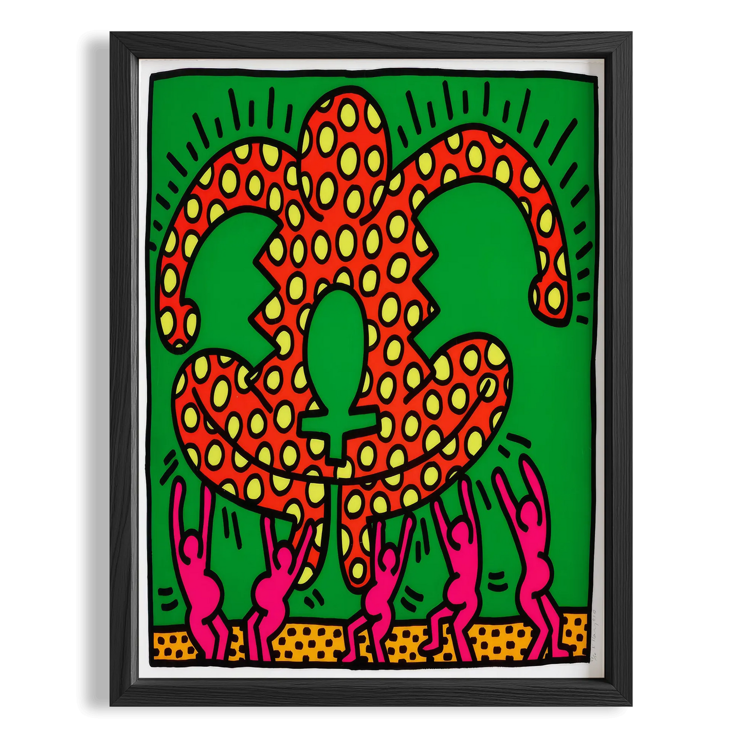 Taçlı Figür - Keith Haring Ahşap Duvar Tablosu
