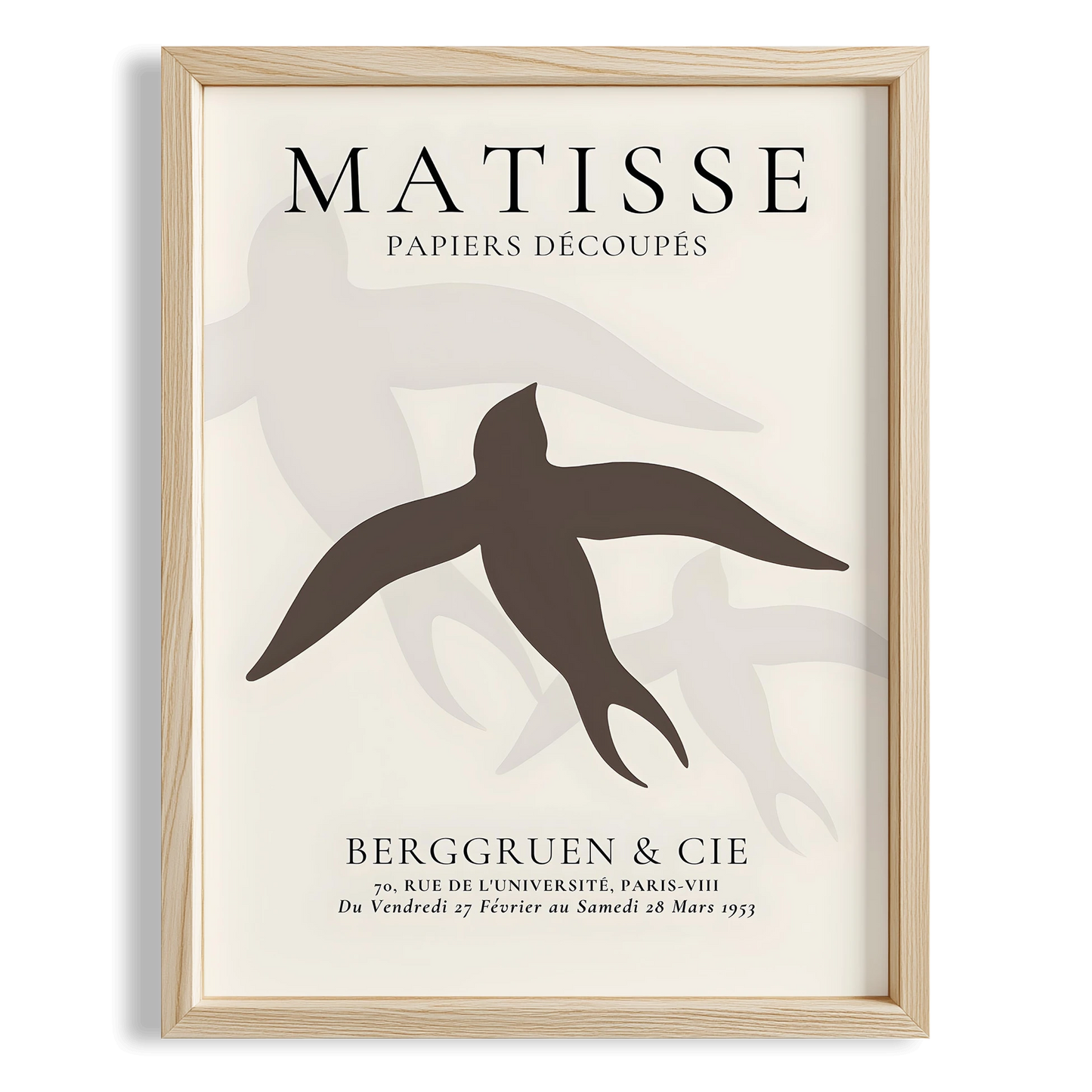 Matisse Kağıt Kesimleri Serisi Minimalist Kahve Tonları Kuş I Duvar Tablosu