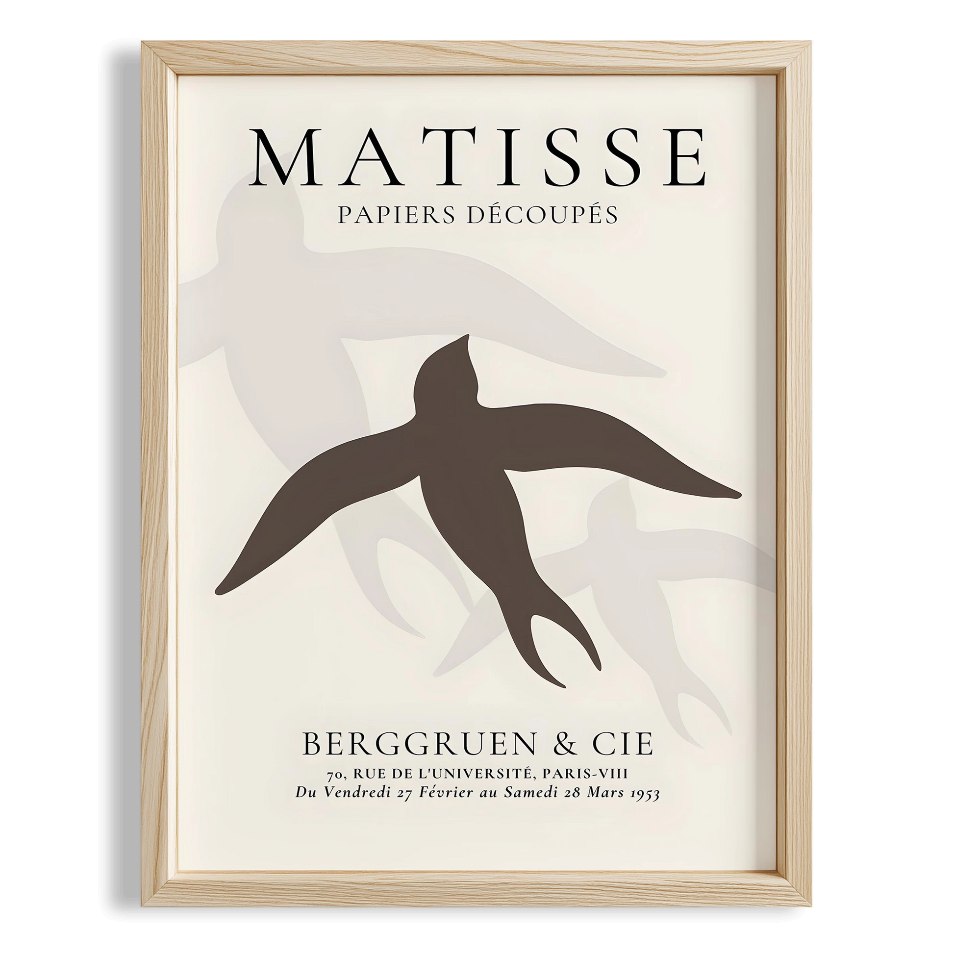 Matisse Kağıt Kesimleri Serisi Minimalist Kahve Tonları Kuş I Duvar Tablosu