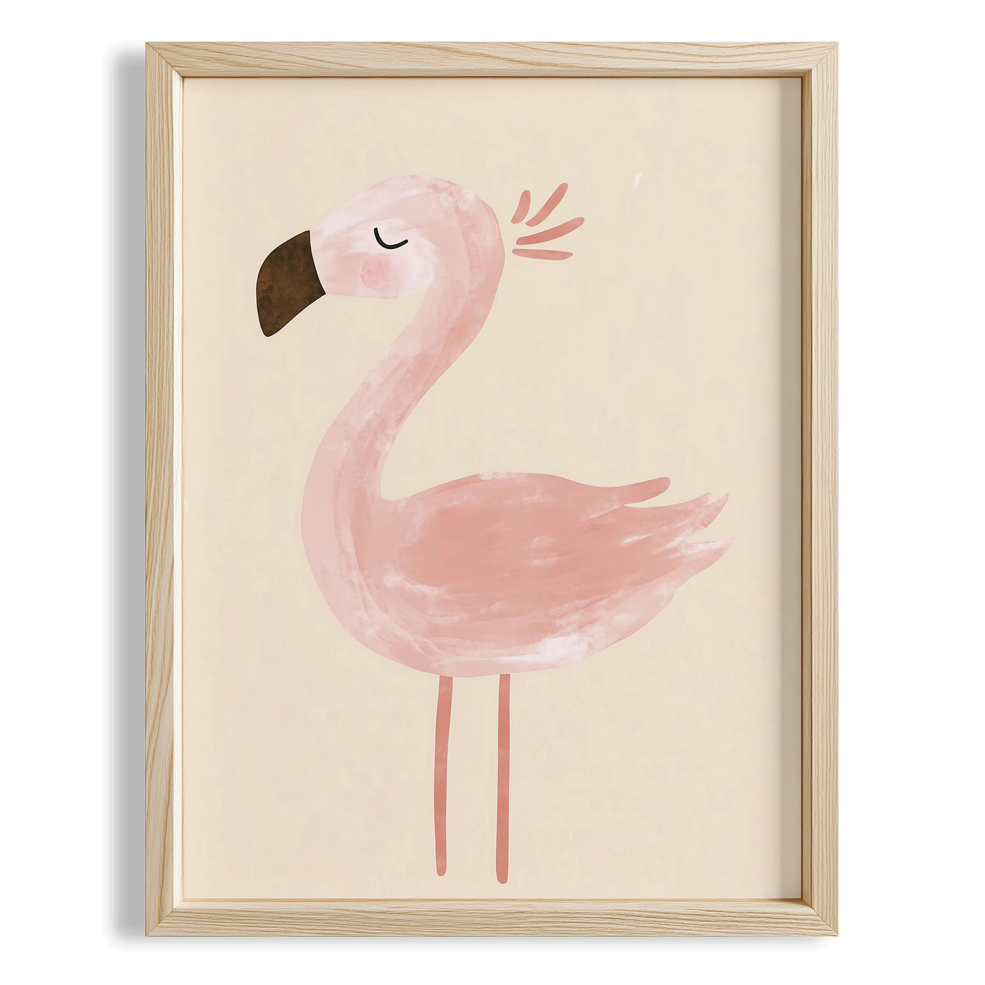 Pembe Flamingo Bohem Kız Çocuk Odası Ahşap Tablo II
