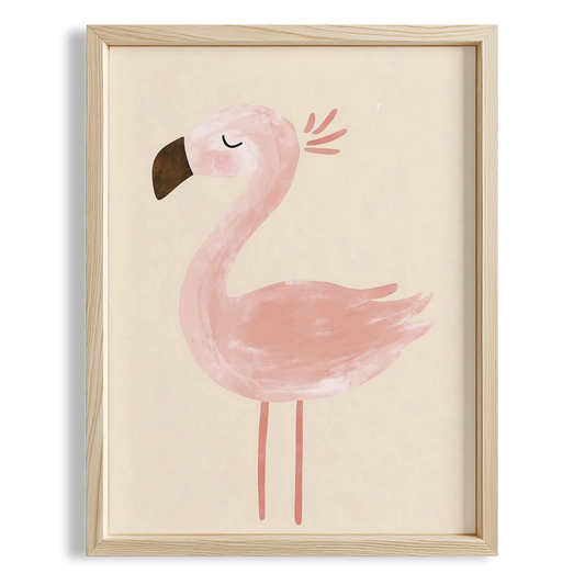 Pembe Flamingo Bohem Kız Çocuk Odası Ahşap Tablo II