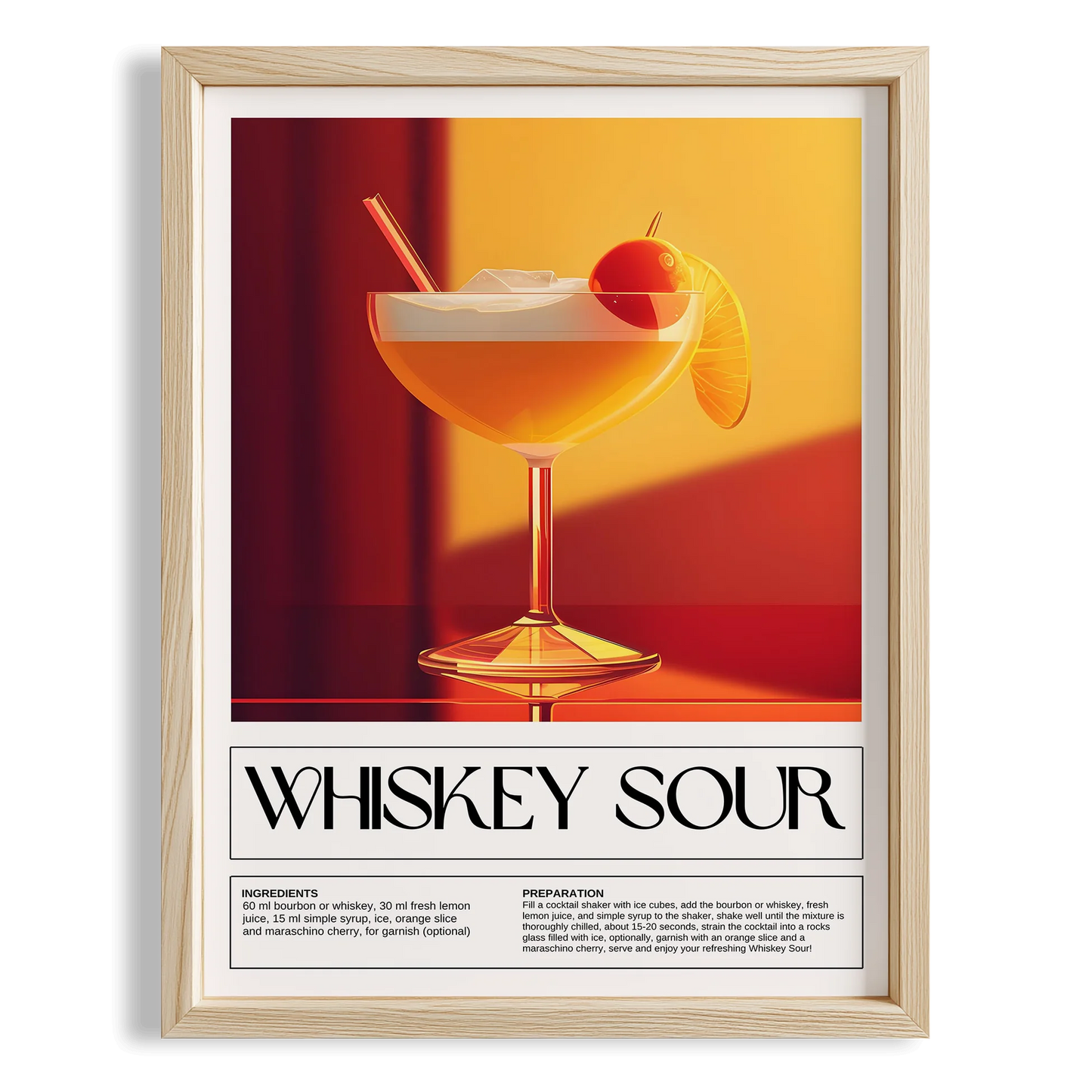 Whiskey Sour Kokteyl Tarifi Mutfak Duvar Tablosu